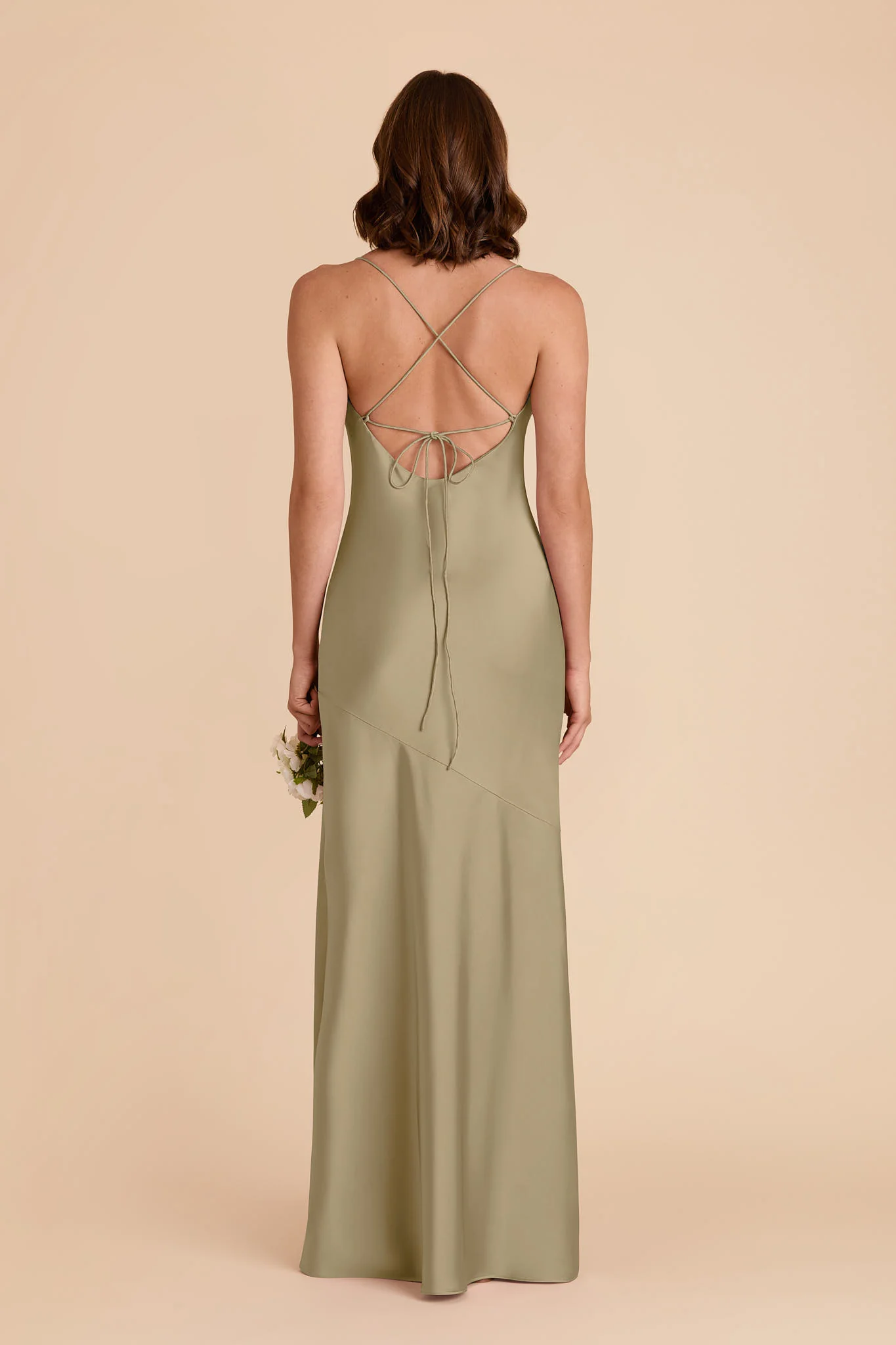Olivia Matte Satin Dress - Moss Green - Image 5