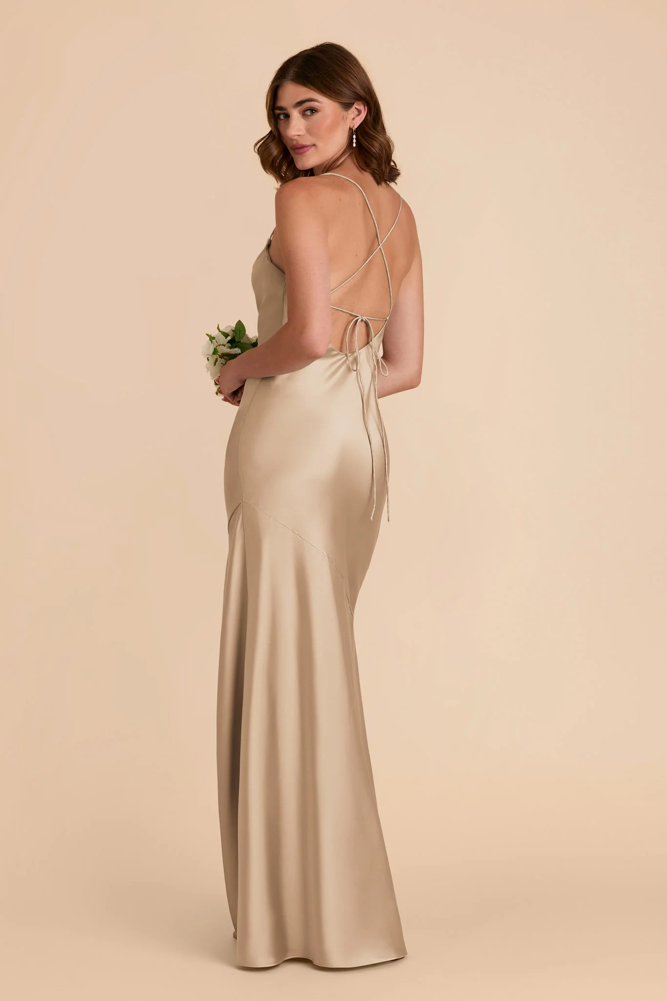 Olivia Matte Satin Dress - Neutral Champagne - Image 4
