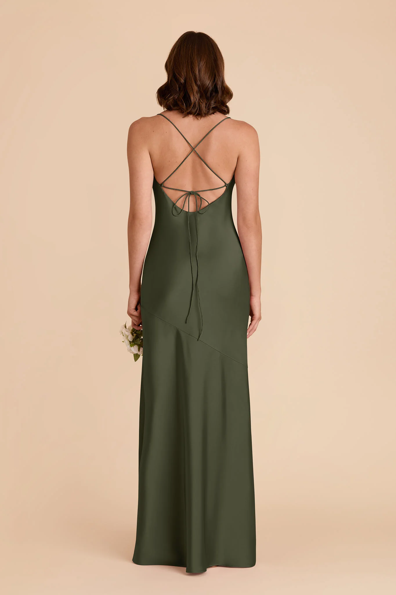 Olivia Matte Satin Dress - Olive - Image 5