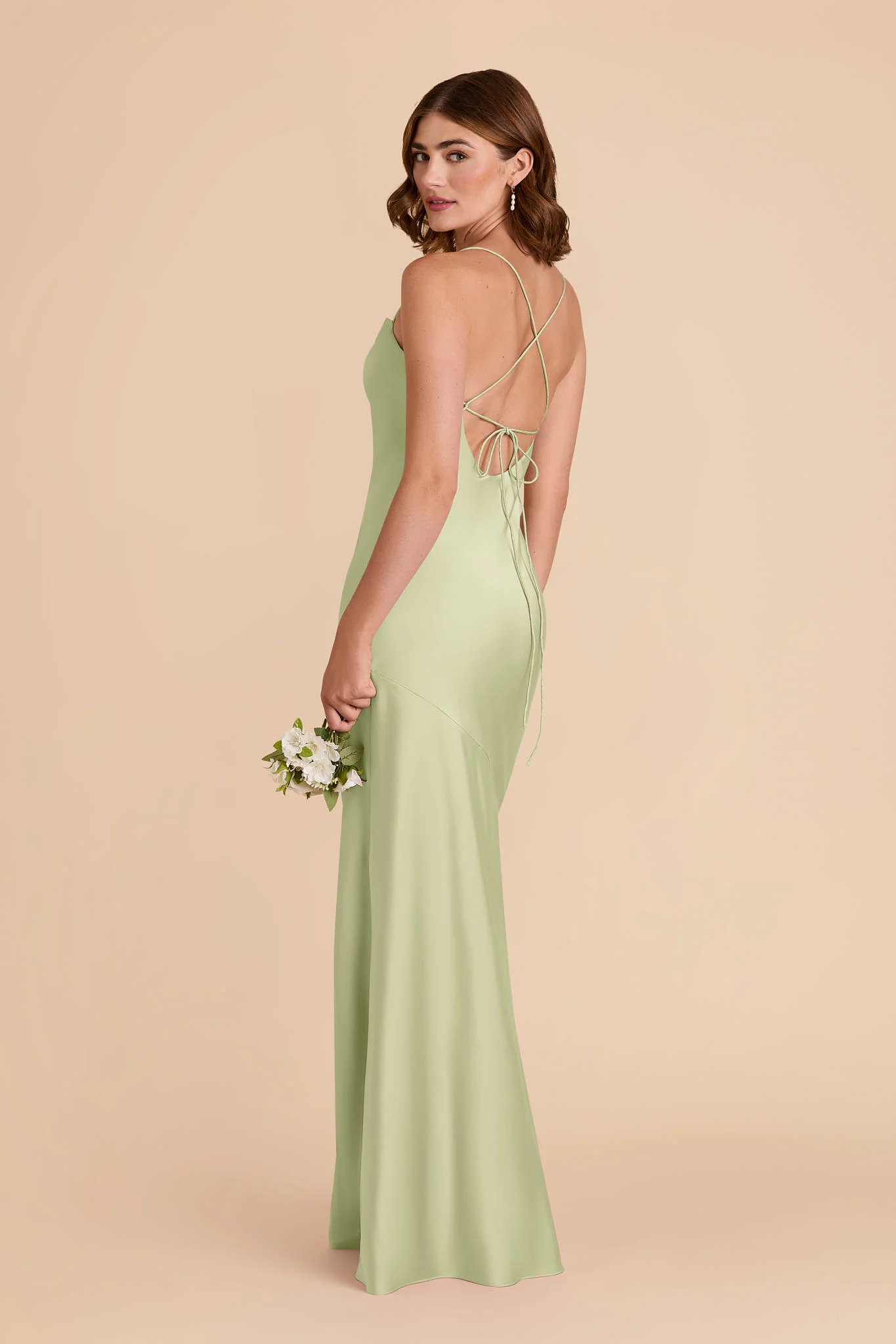 Olivia Matte Satin Dress - Pale Pistachio - Image 4