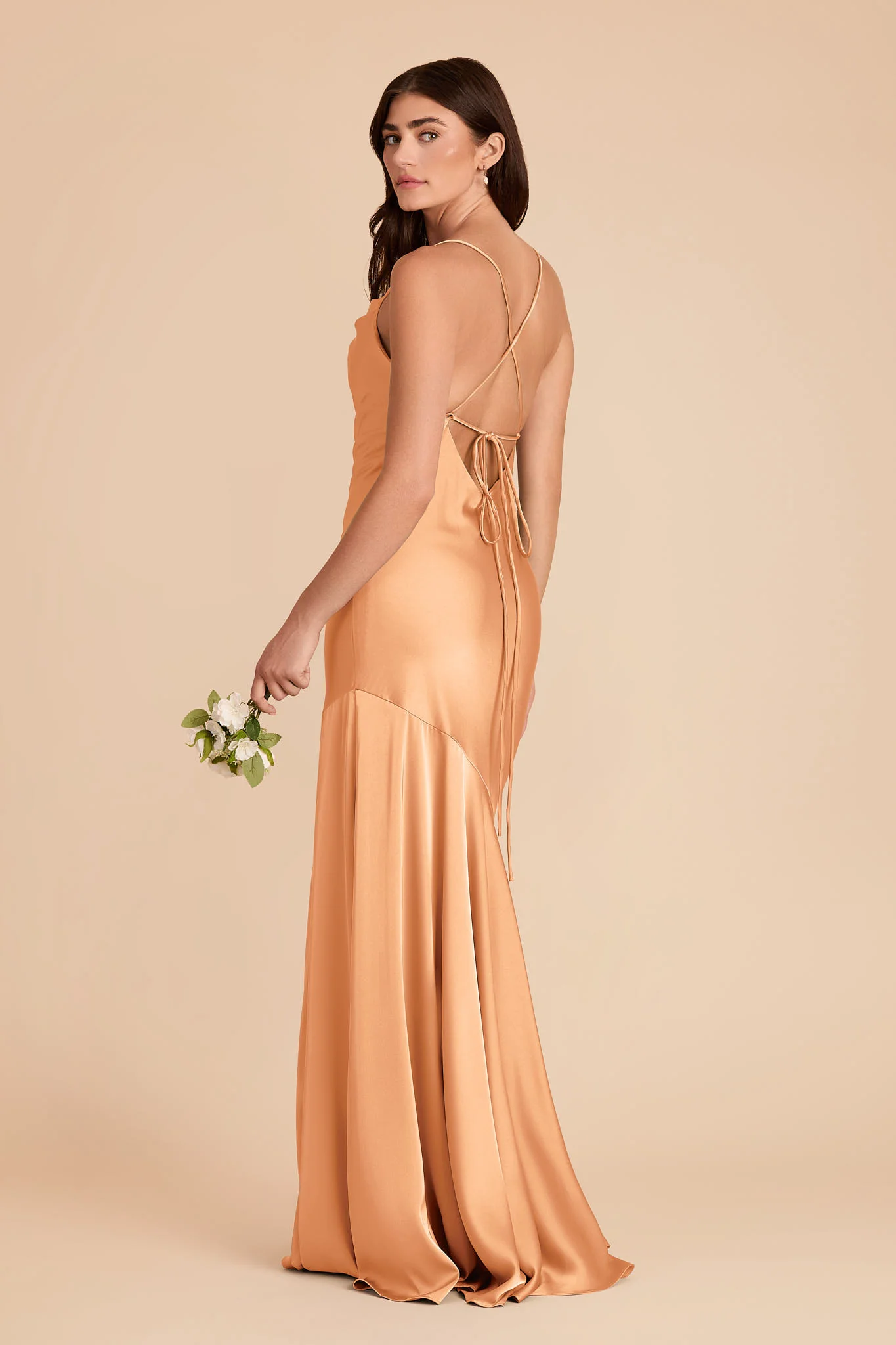 Olivia Matte Satin Dress - Peach - Image 5