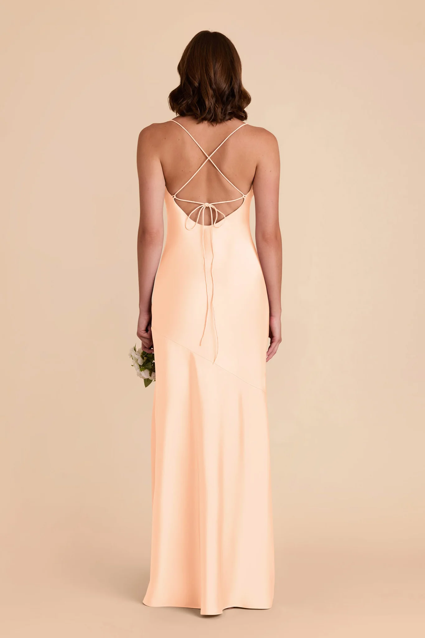 Olivia Matte Satin Dress - Peach Cream - Image 5