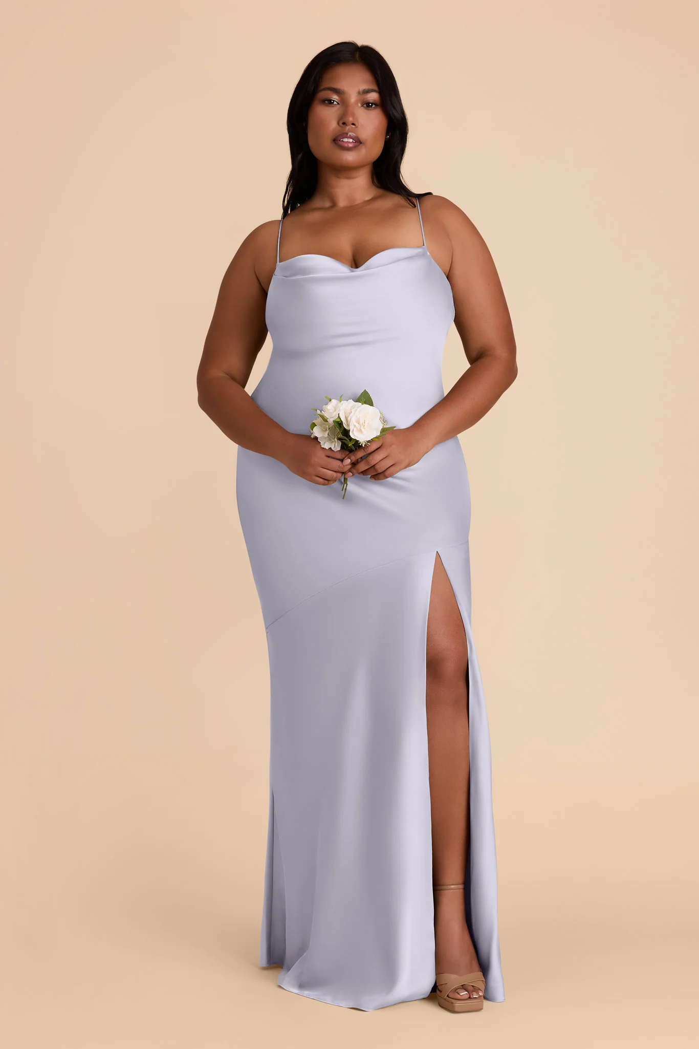 Olivia Matte Satin Dress - Periwinkle Blue - Image 6