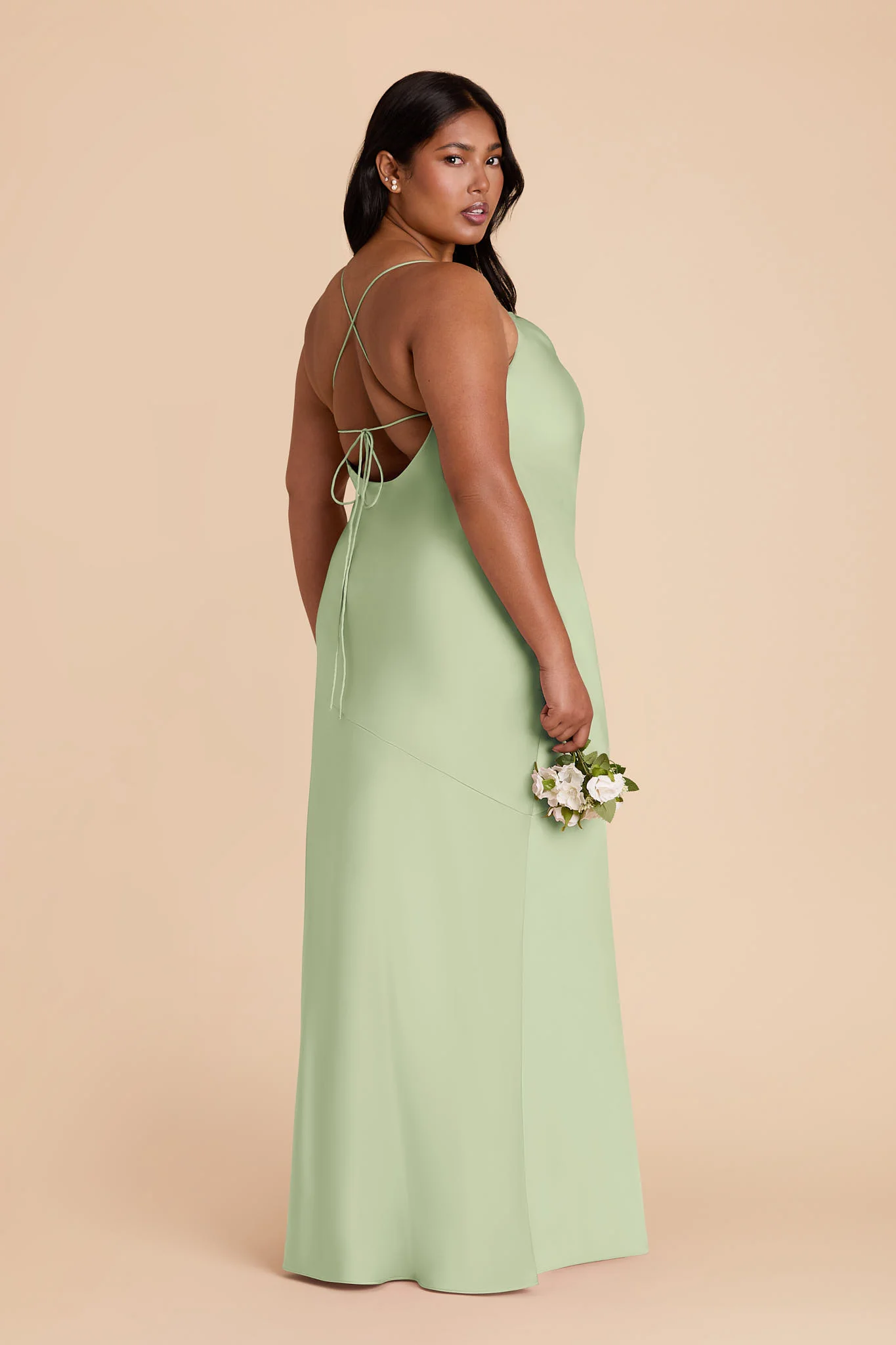 Olivia Matte Satin Dress - Pistachio - Image 7