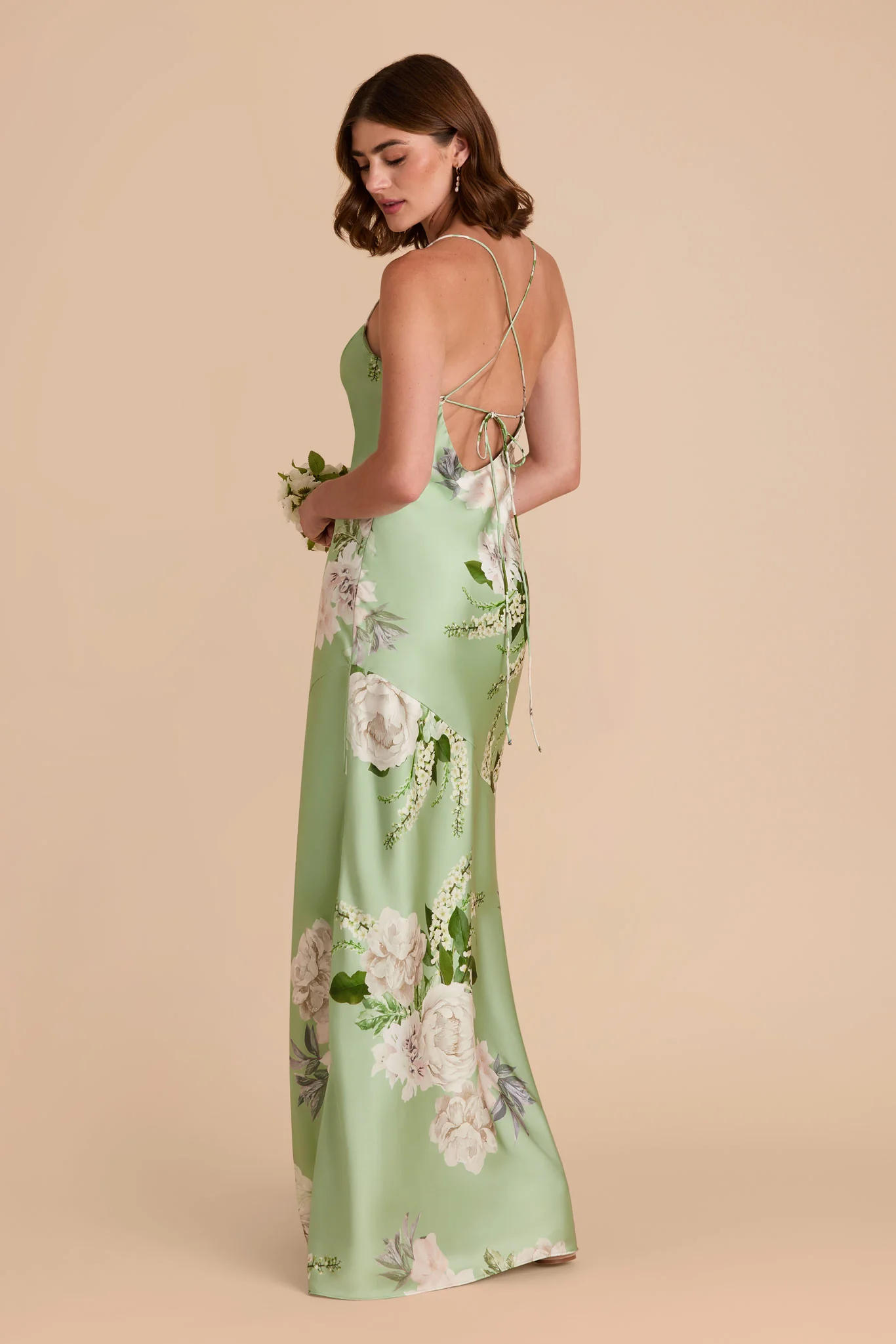 Olivia Matte Satin Dress - Pistachio Garden Bloom - Image 2
