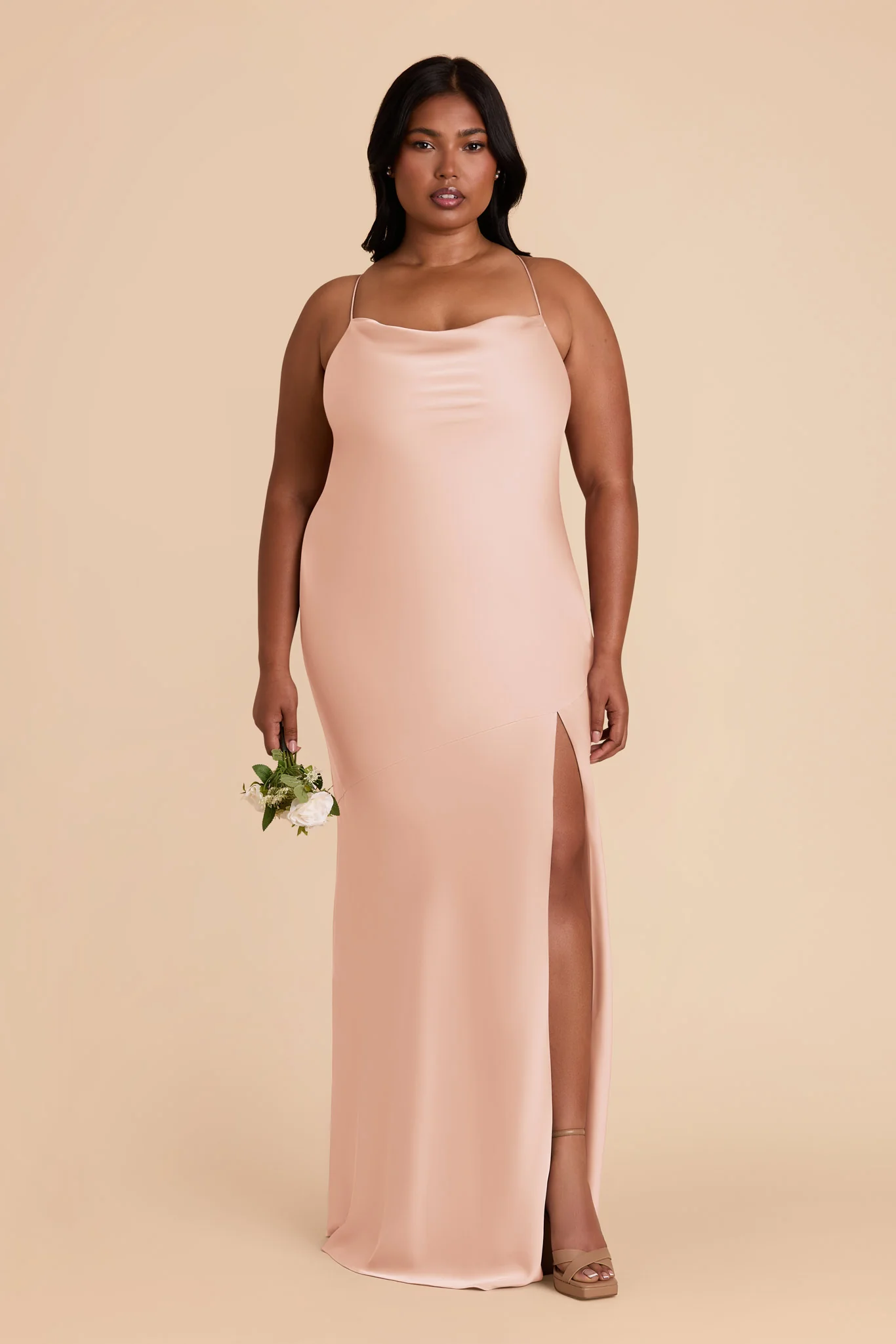 Olivia Matte Satin Dress - Rose Gold - Image 6