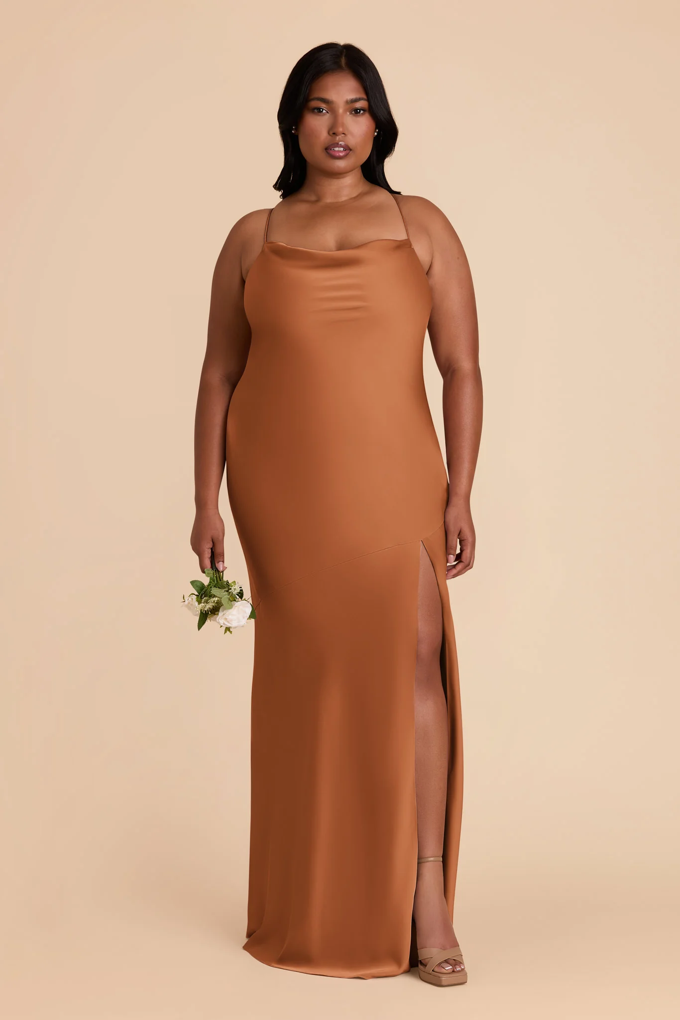 Olivia Matte Satin Dress - Rust - Image 2