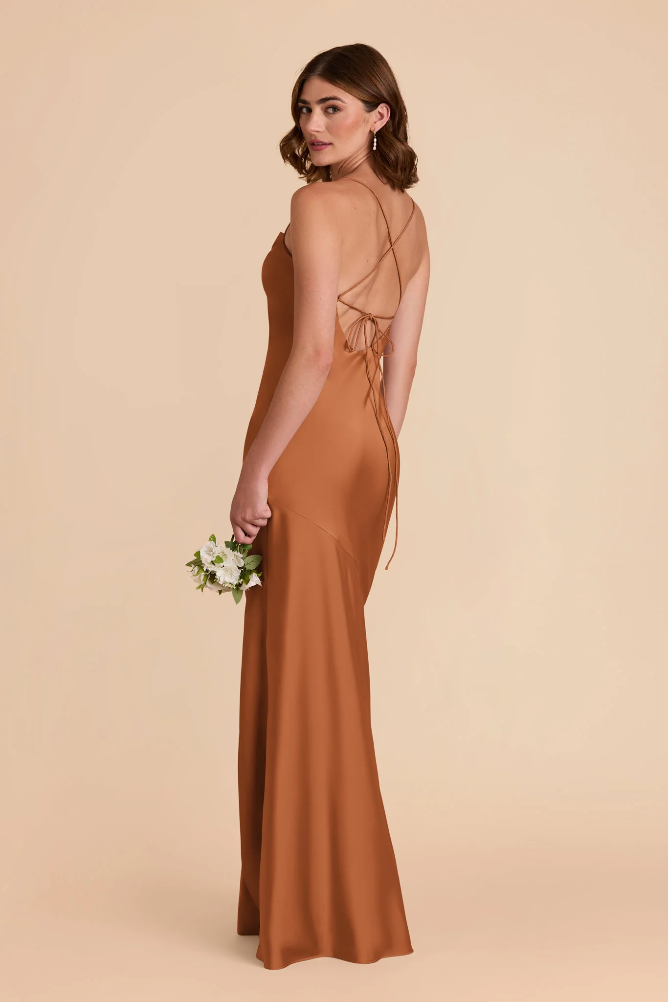 Olivia Matte Satin Dress - Rust - Image 4