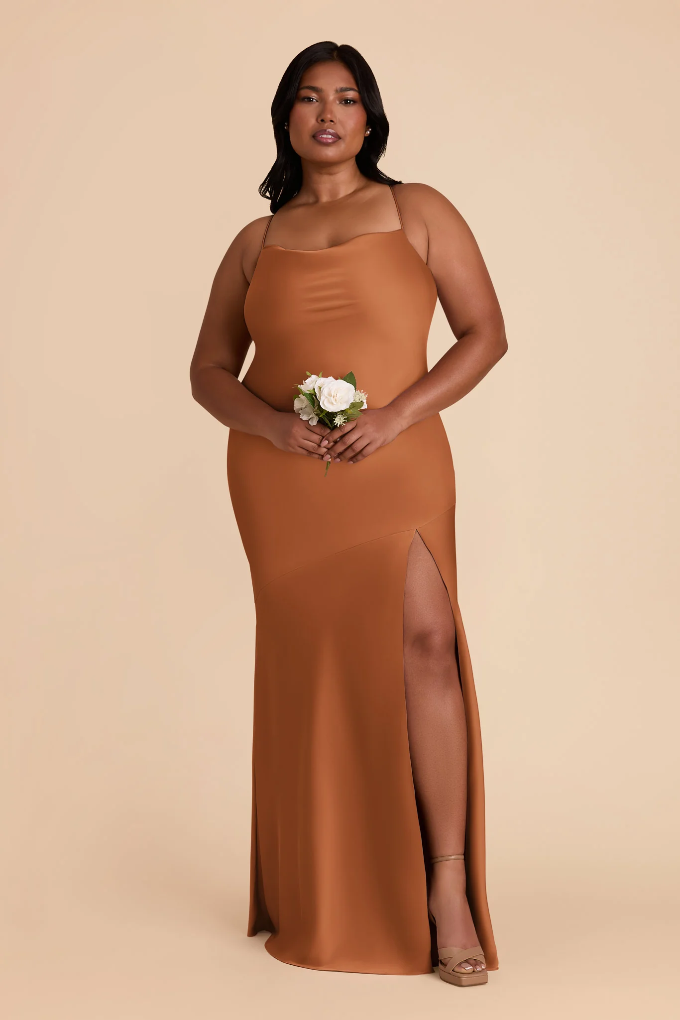 Olivia Matte Satin Dress - Rust - Image 6