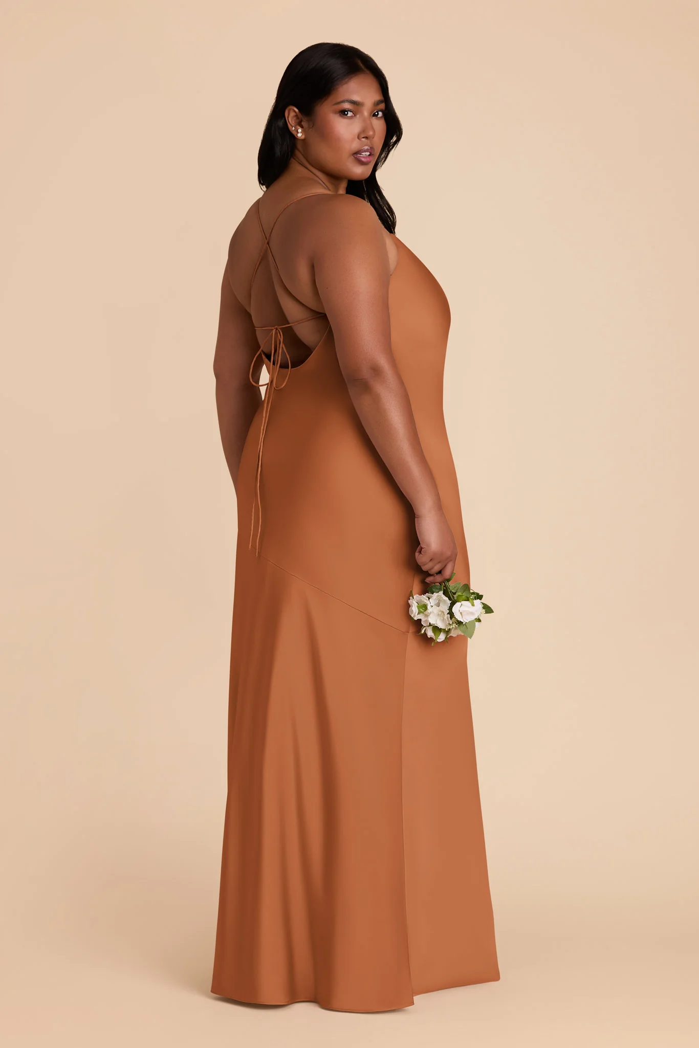 Olivia Matte Satin Dress - Rust - Image 7