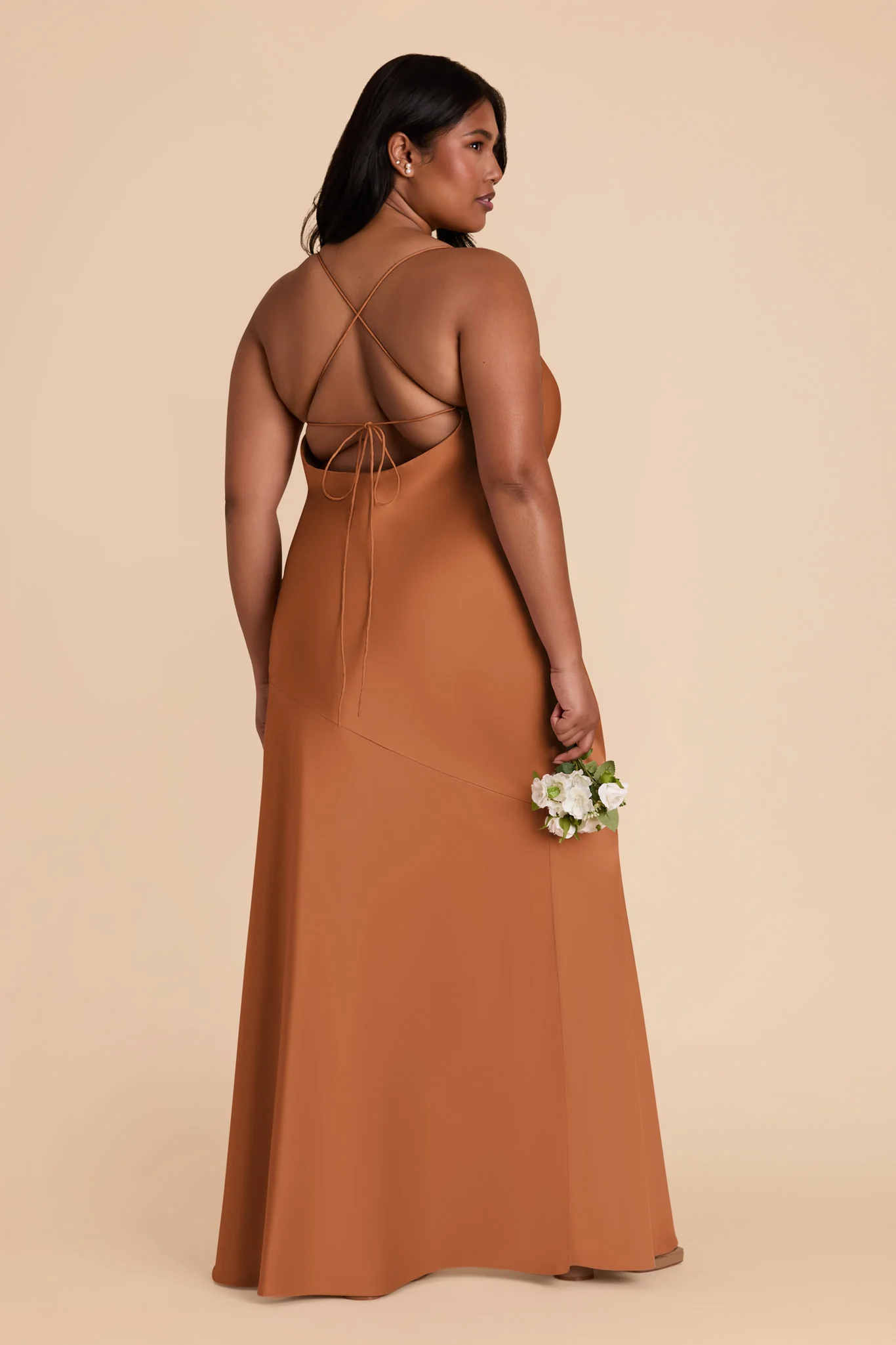 Olivia Matte Satin Dress - Rust - Image 8