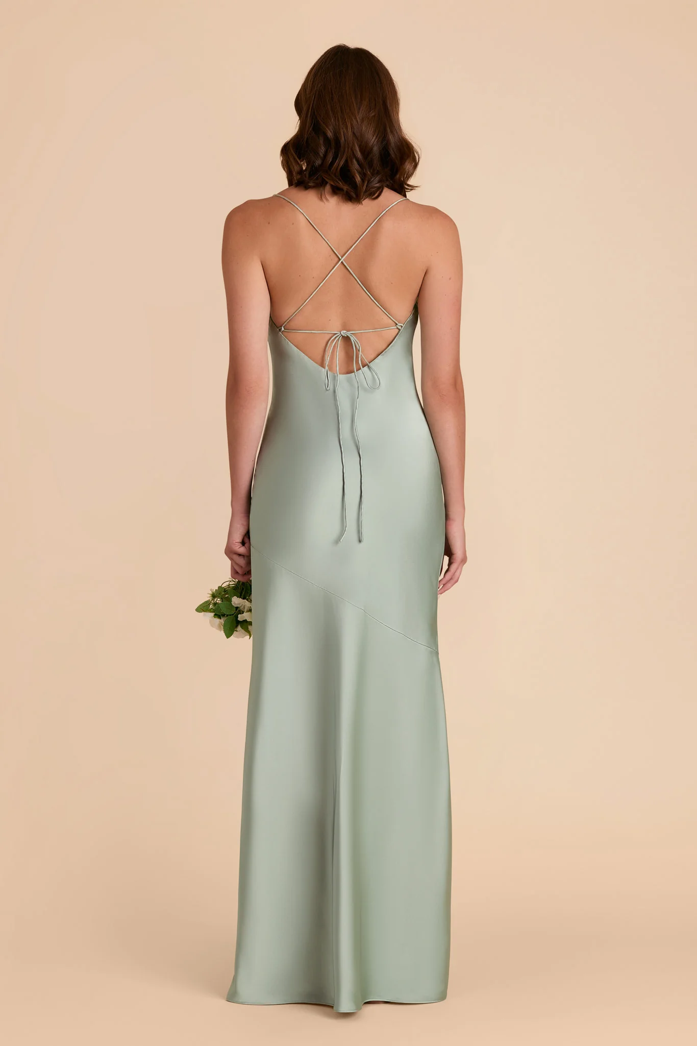 Olivia Matte Satin Dress - Sage - Image 5