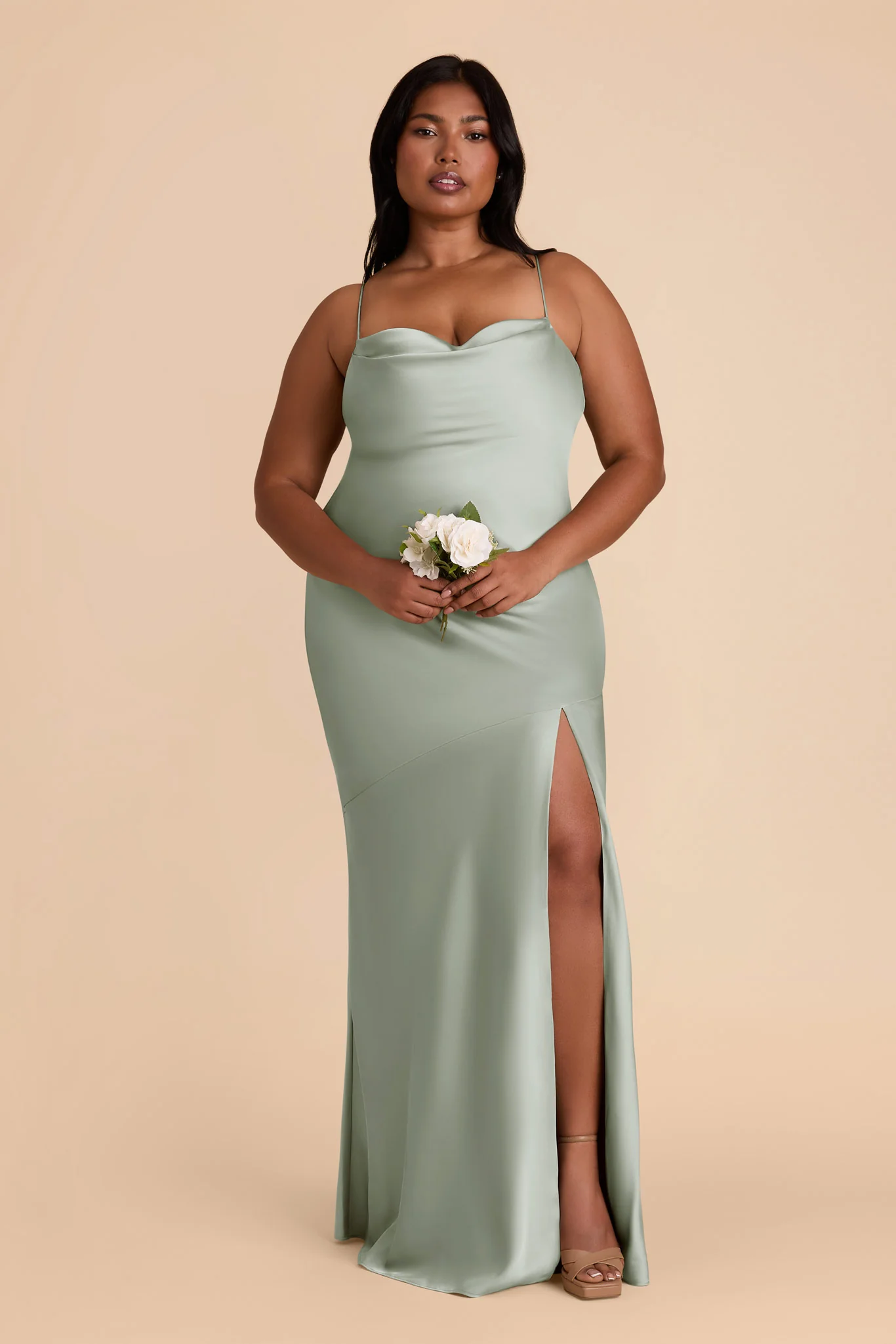 Olivia Matte Satin Dress - Sage - Image 6