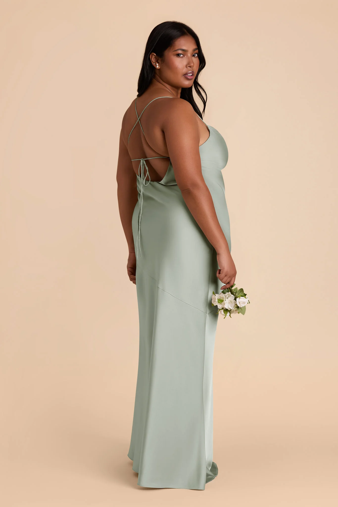 Olivia Matte Satin Dress - Sage - Image 7