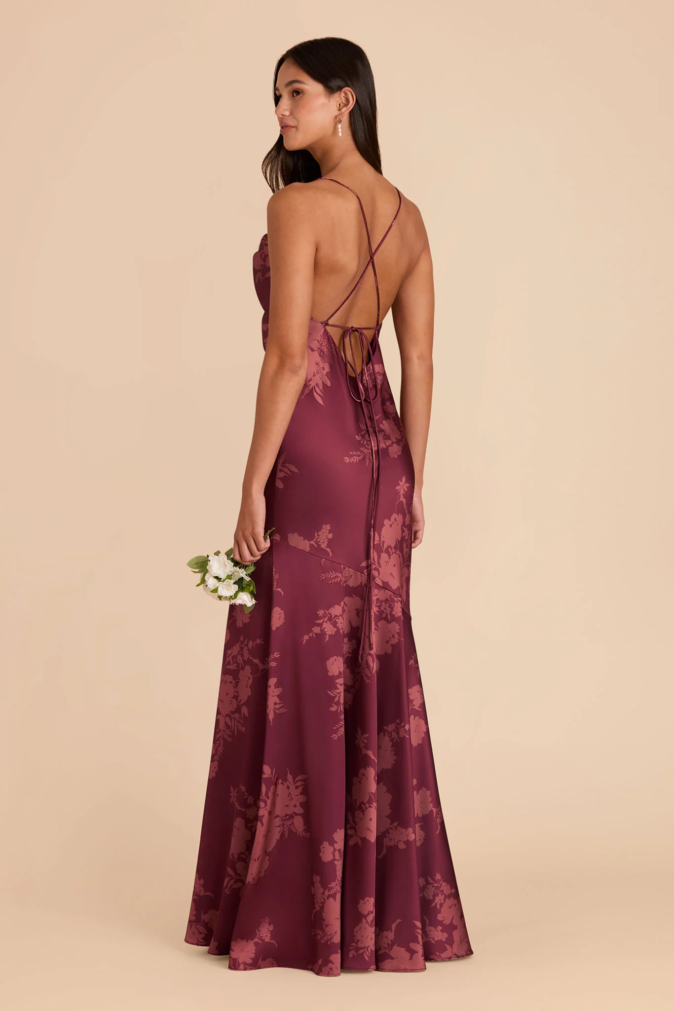 Olivia Matte Satin Dress - Sangria Whimsical Blooms - Image 2