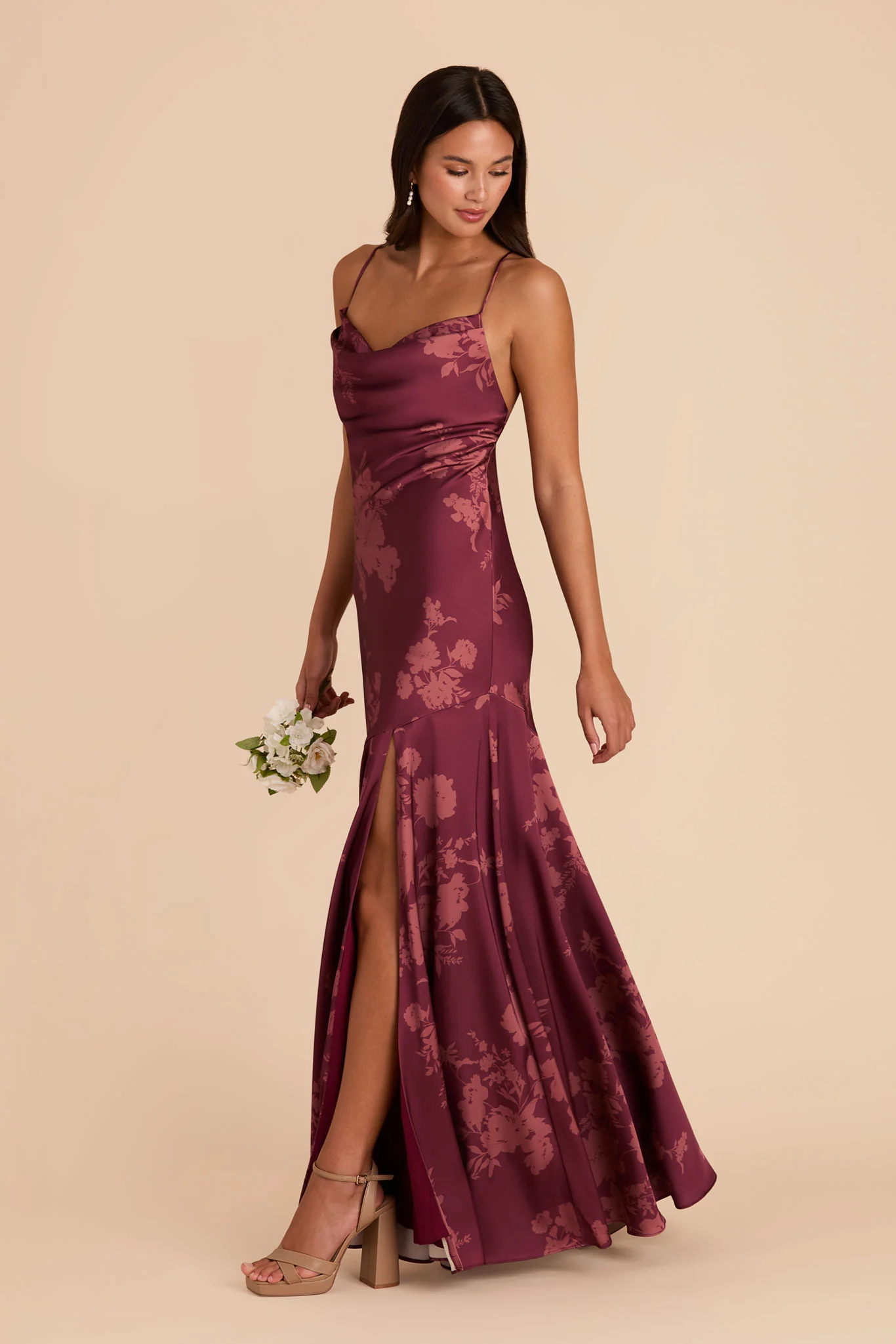 Olivia Matte Satin Dress - Sangria Whimsical Blooms - Image 4