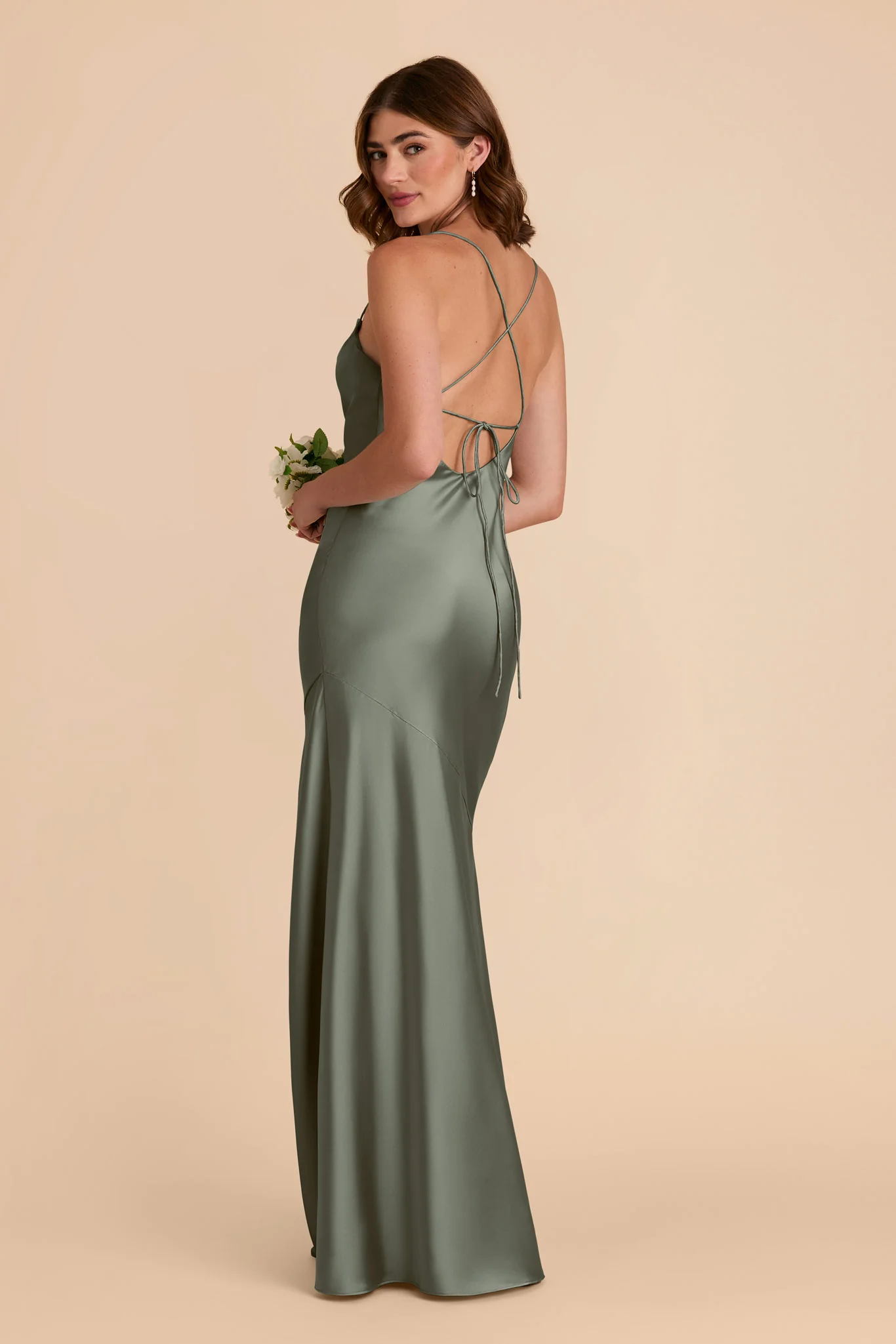 Olivia Matte Satin Dress - Sea Glass - Image 4