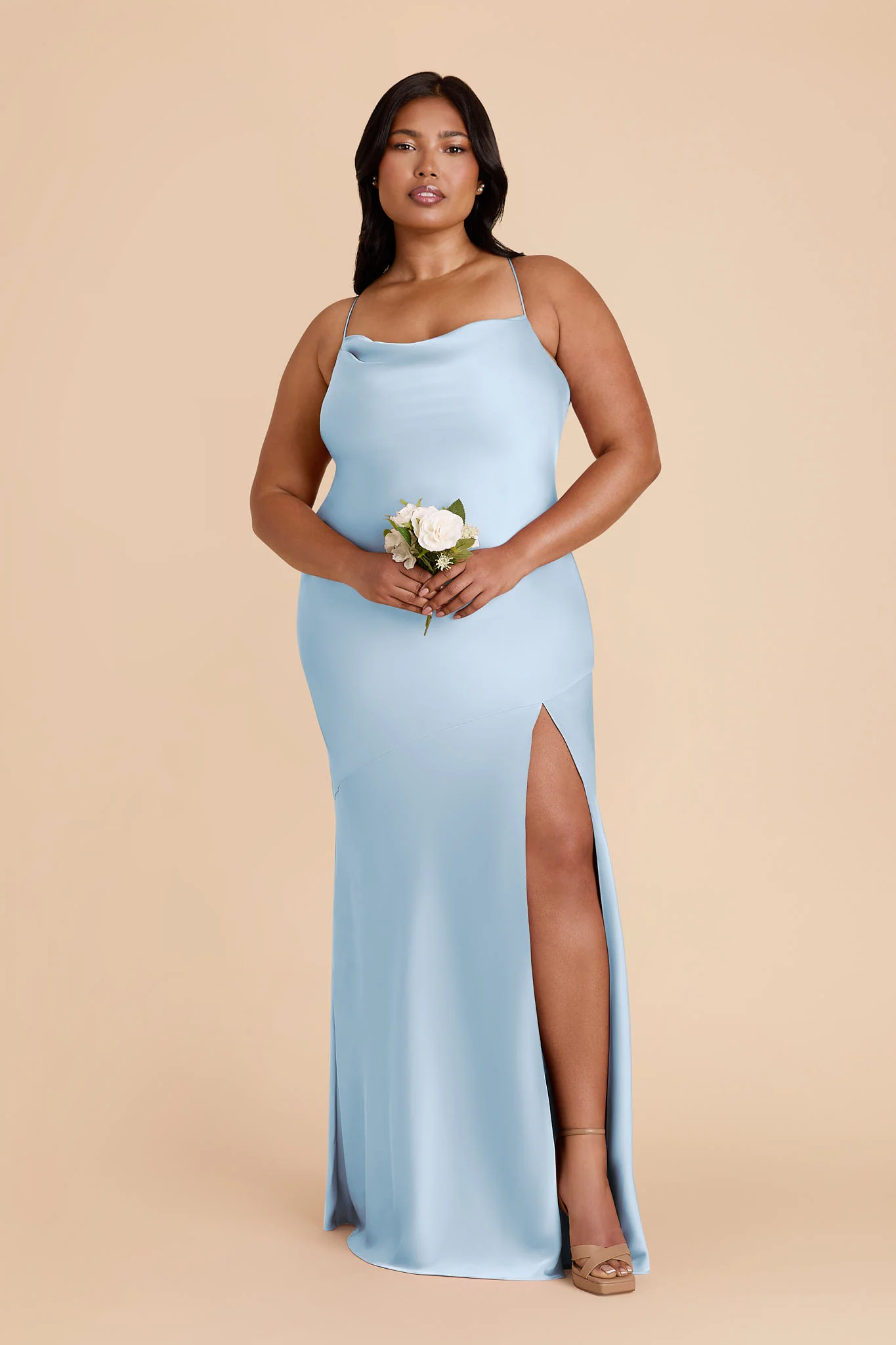 Olivia Matte Satin Dress - Sky Blue - Image 2