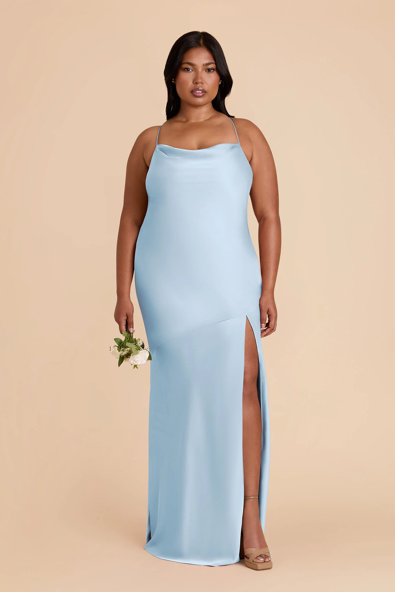 Olivia Matte Satin Dress - Sky Blue - Image 6