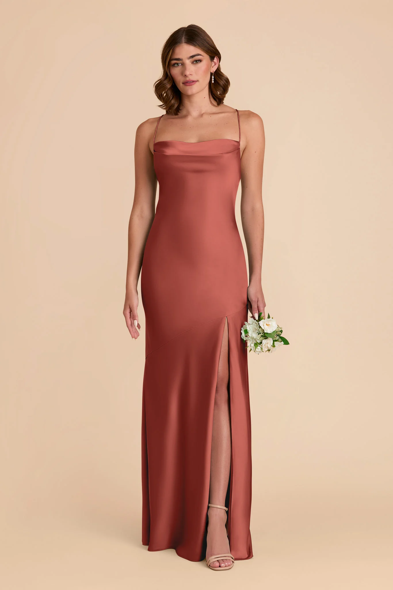 Olivia Matte Satin Dress - Spice - Image 3