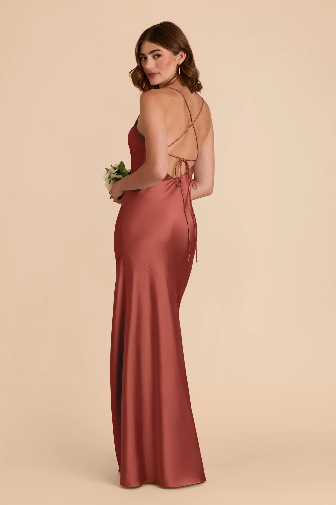 Olivia Matte Satin Dress - Spice - Image 4