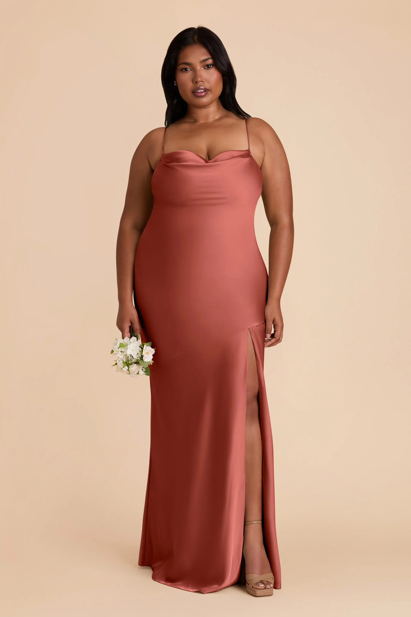 Olivia Matte Satin Dress - Spice - Image 6