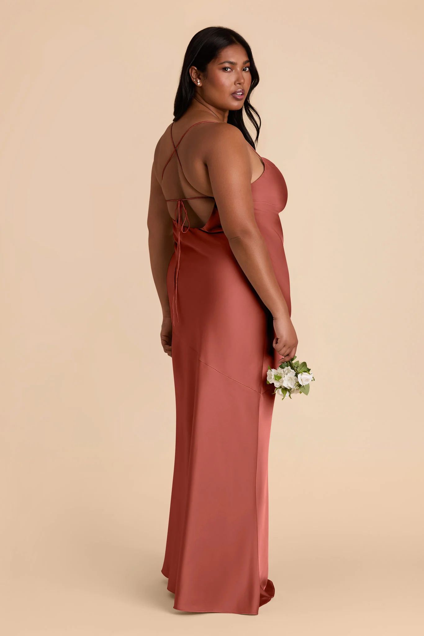 Olivia Matte Satin Dress - Spice - Image 7