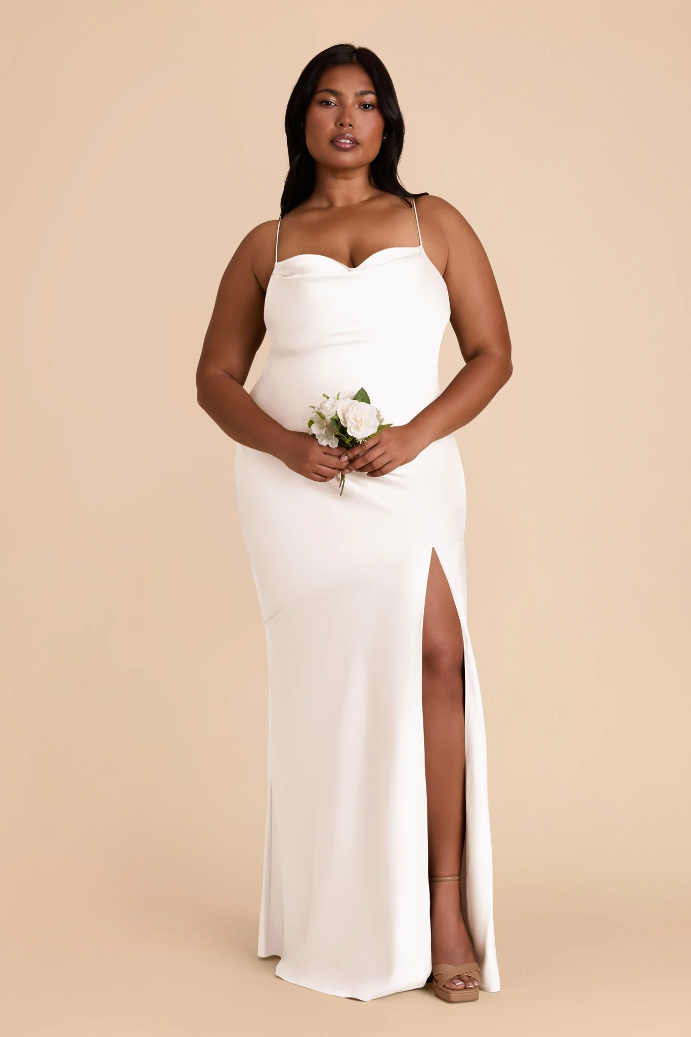 Olivia Matte Satin Dress - White - Image 2
