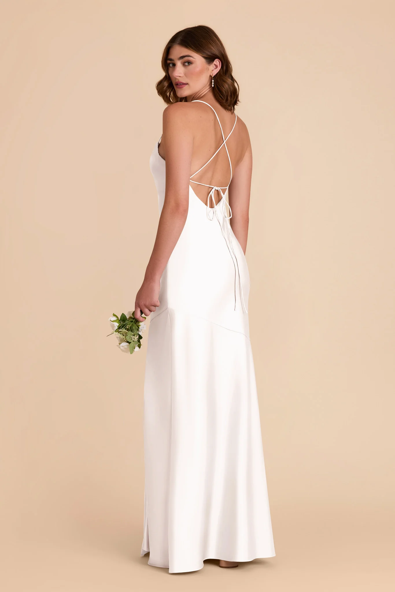 Olivia Matte Satin Dress - White - Image 4