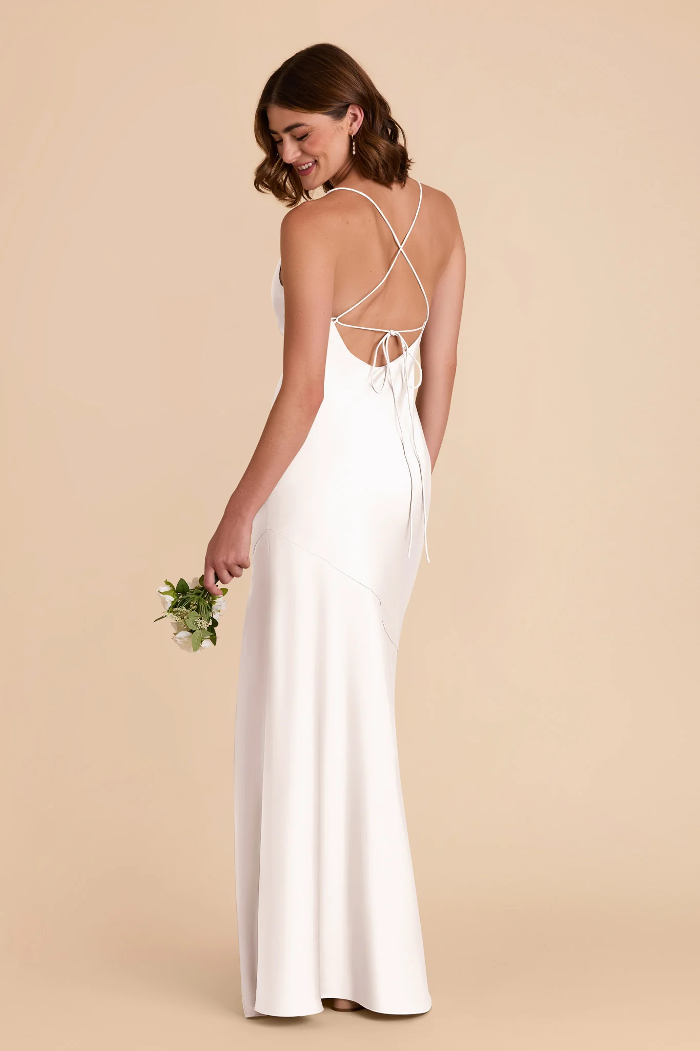 Olivia Matte Satin Dress - White - Image 5