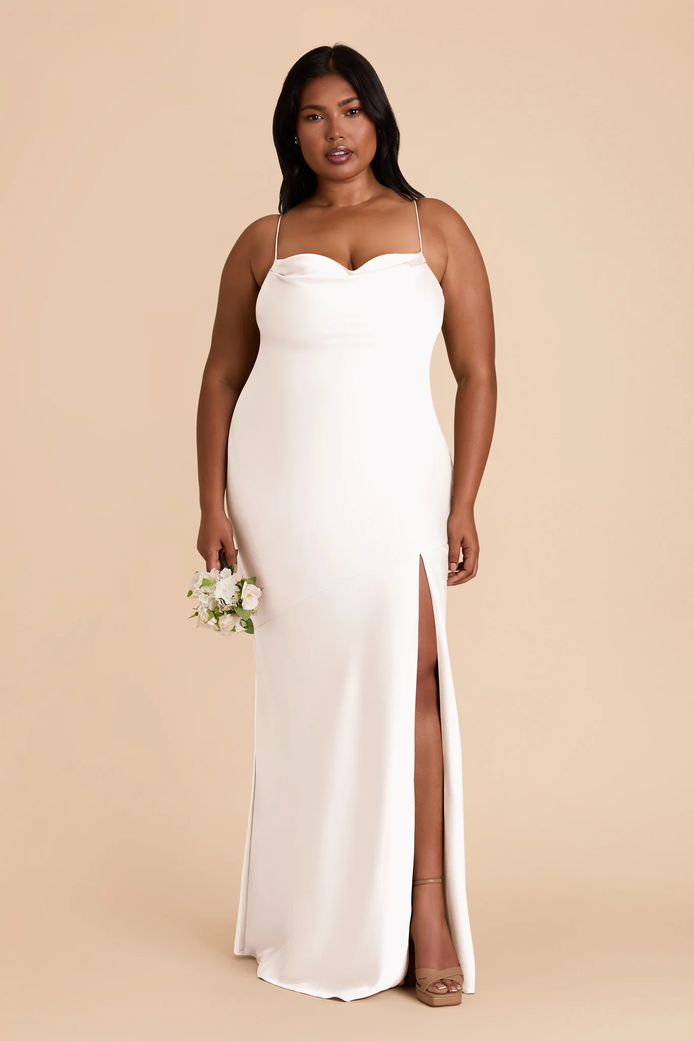 Olivia Matte Satin Dress - White - Image 7