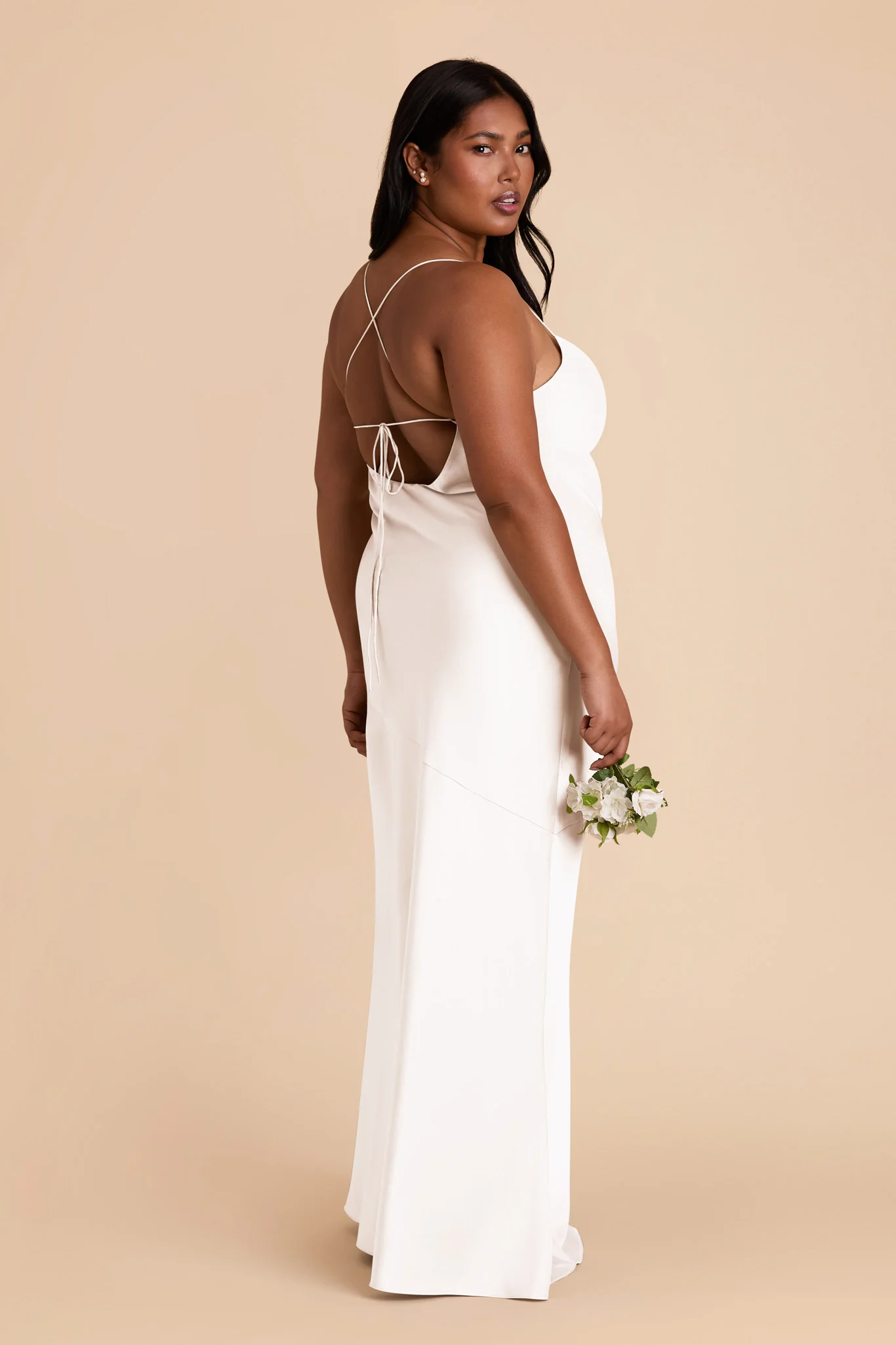 Olivia Matte Satin Dress - White - Image 8