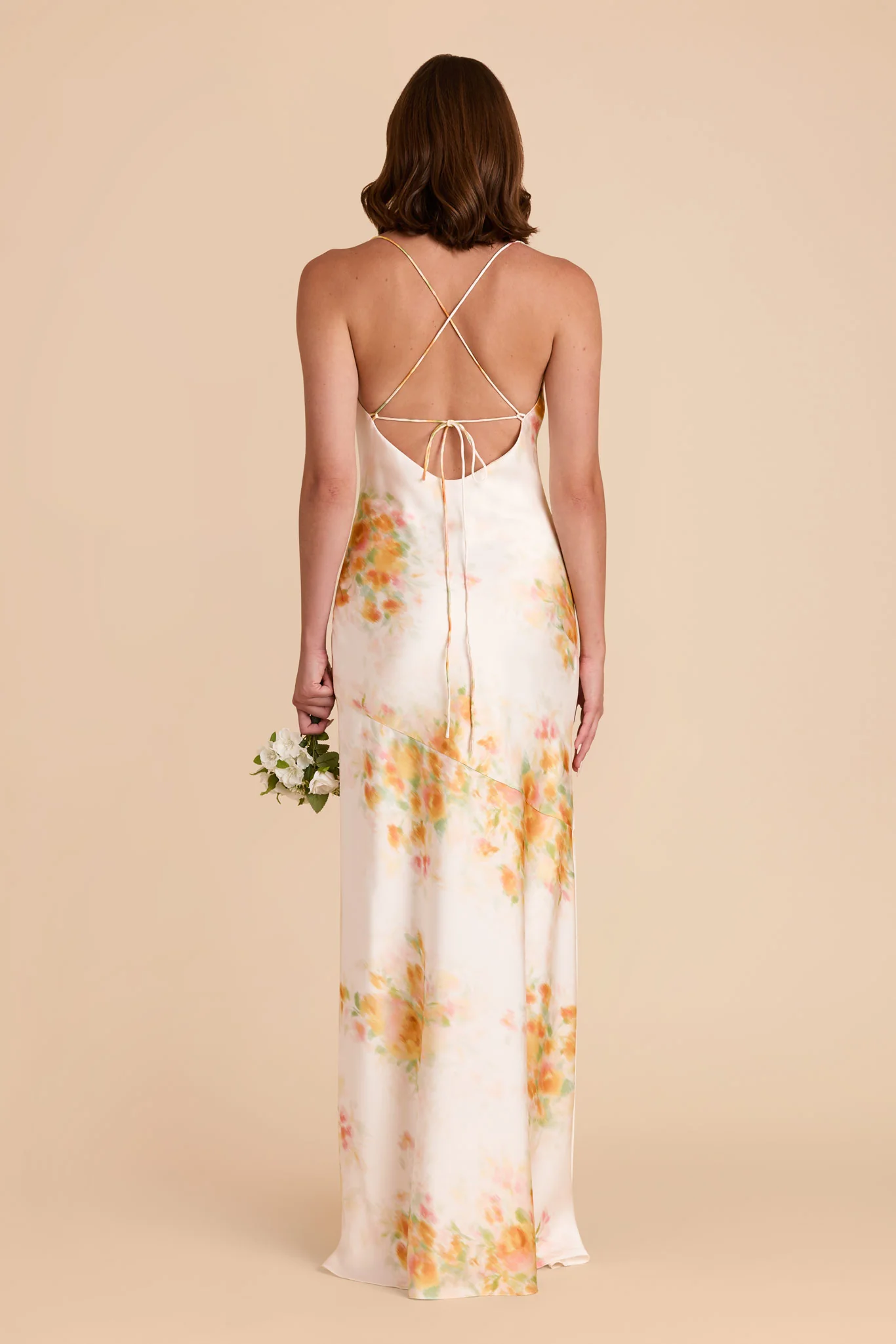 Olivia Matte Satin Dress - White Blurred Floral - Image 4