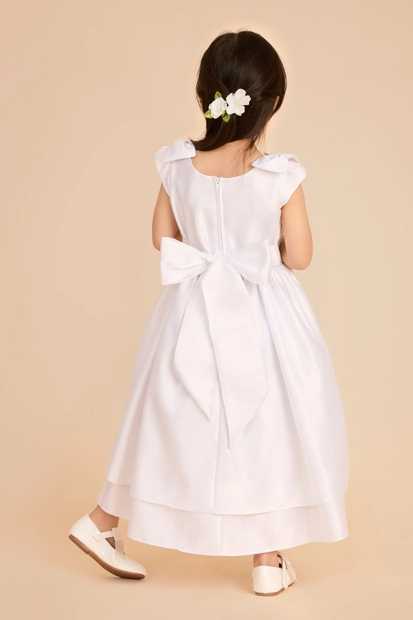 Pansy Flower Girl Dress - White - Image 4