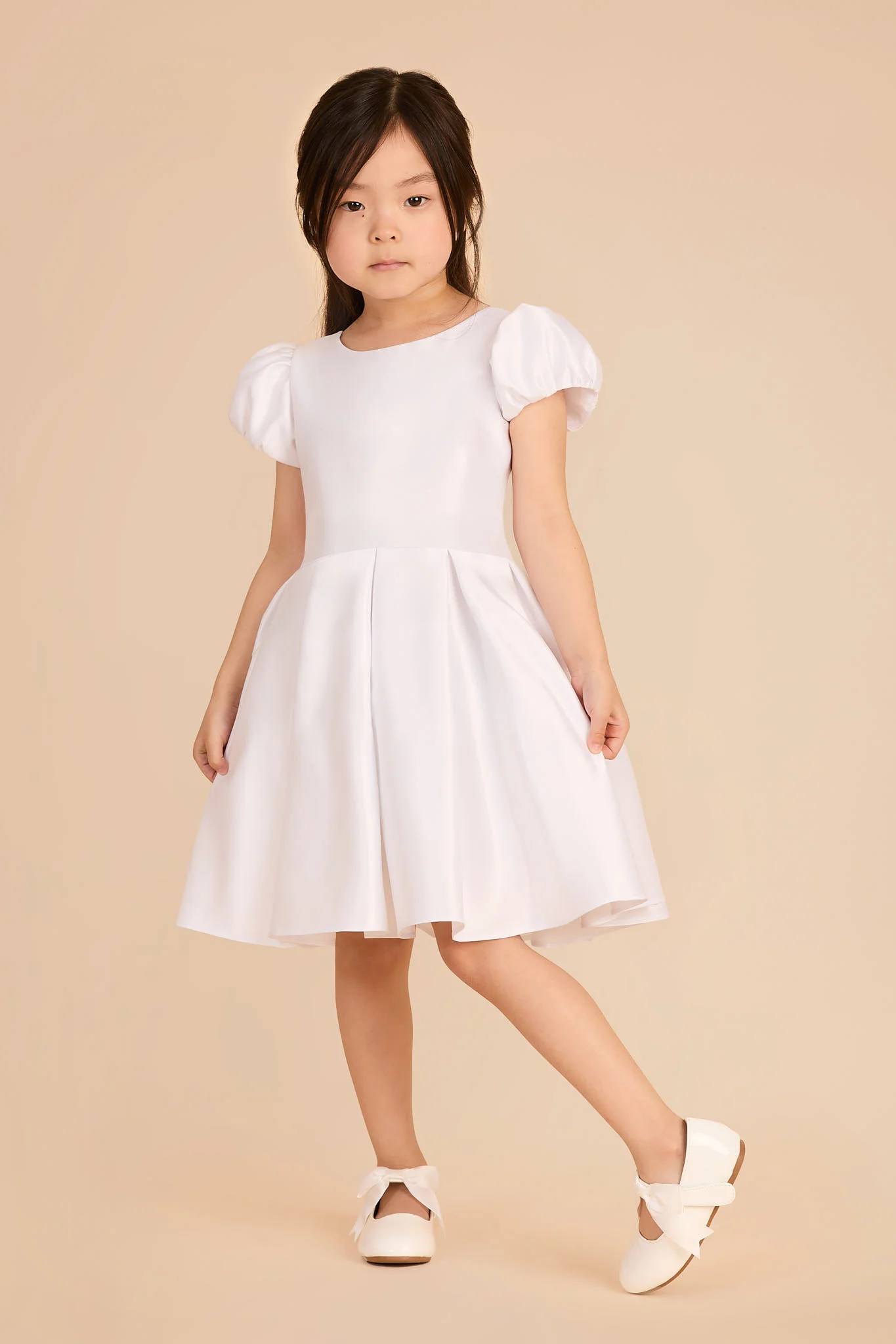 Peony Flower Girl Dress - White
