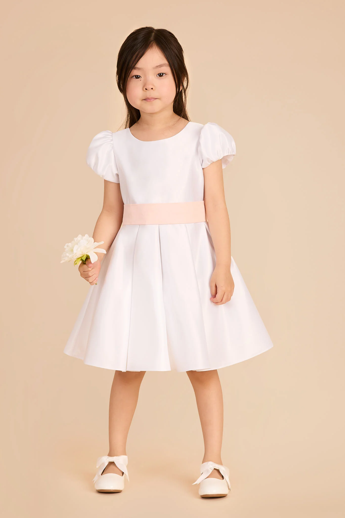 Peony Flower Girl Dress - White - Image 2
