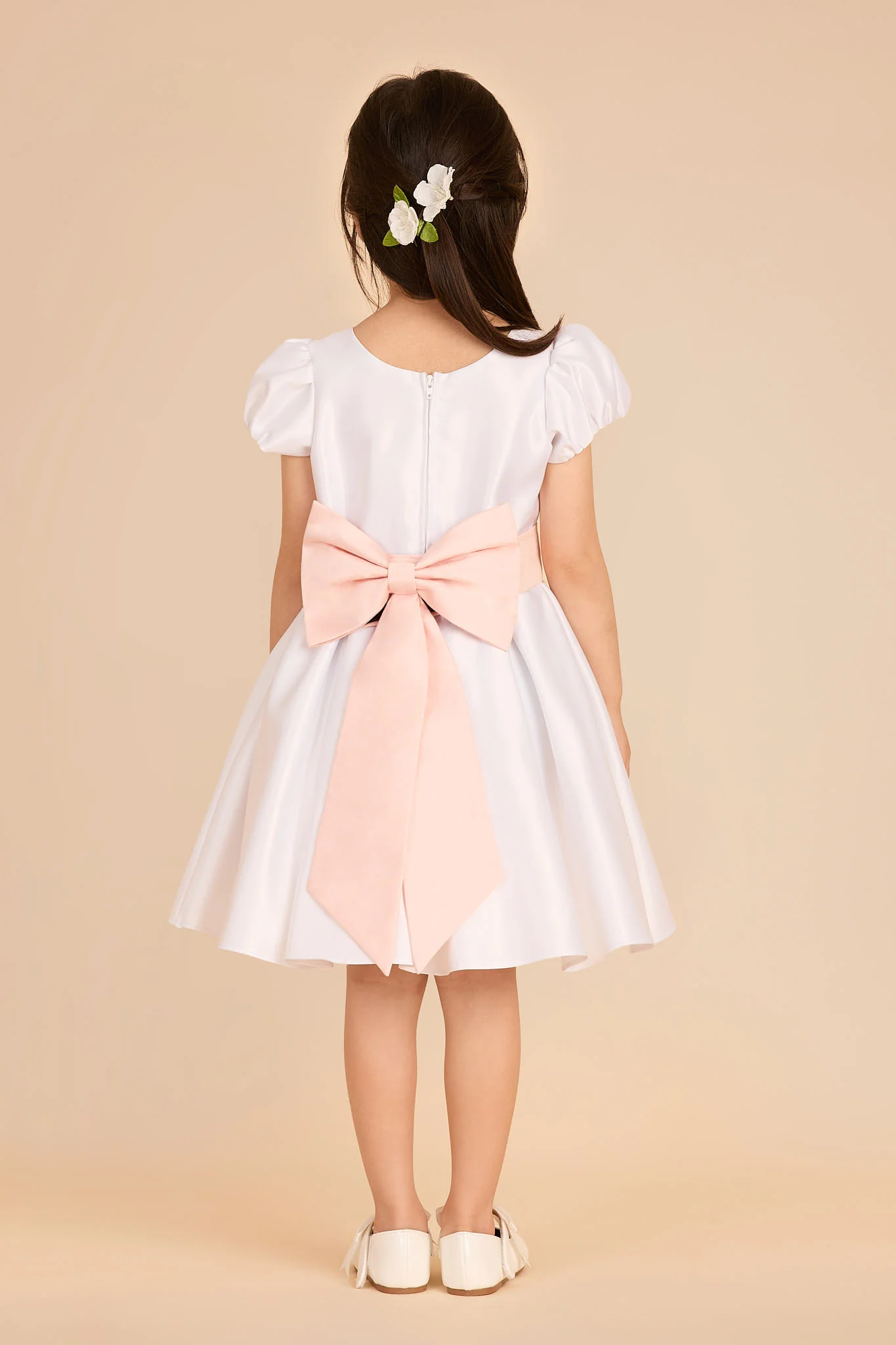 Peony Flower Girl Dress - White - Image 3