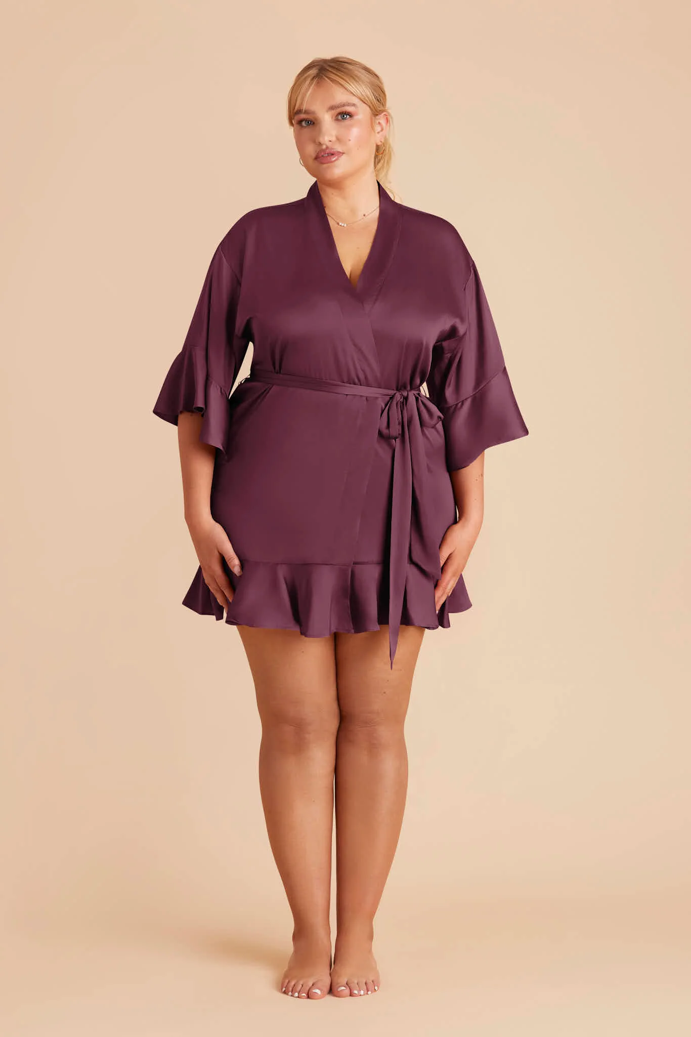 Kenny Matte Satin Robe - Cabernet - Image 2