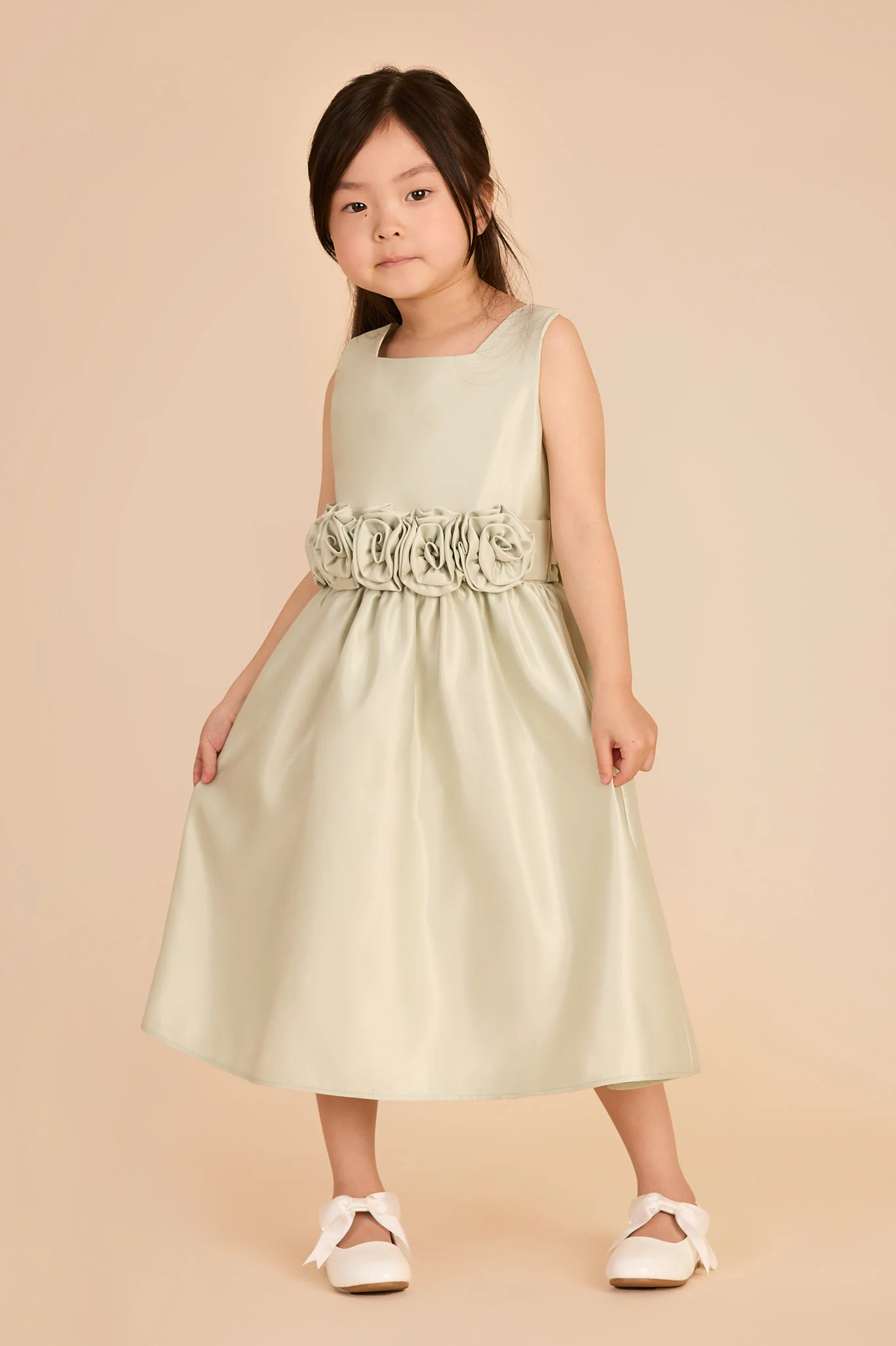 Rose Flower Girl Dress - Sage
