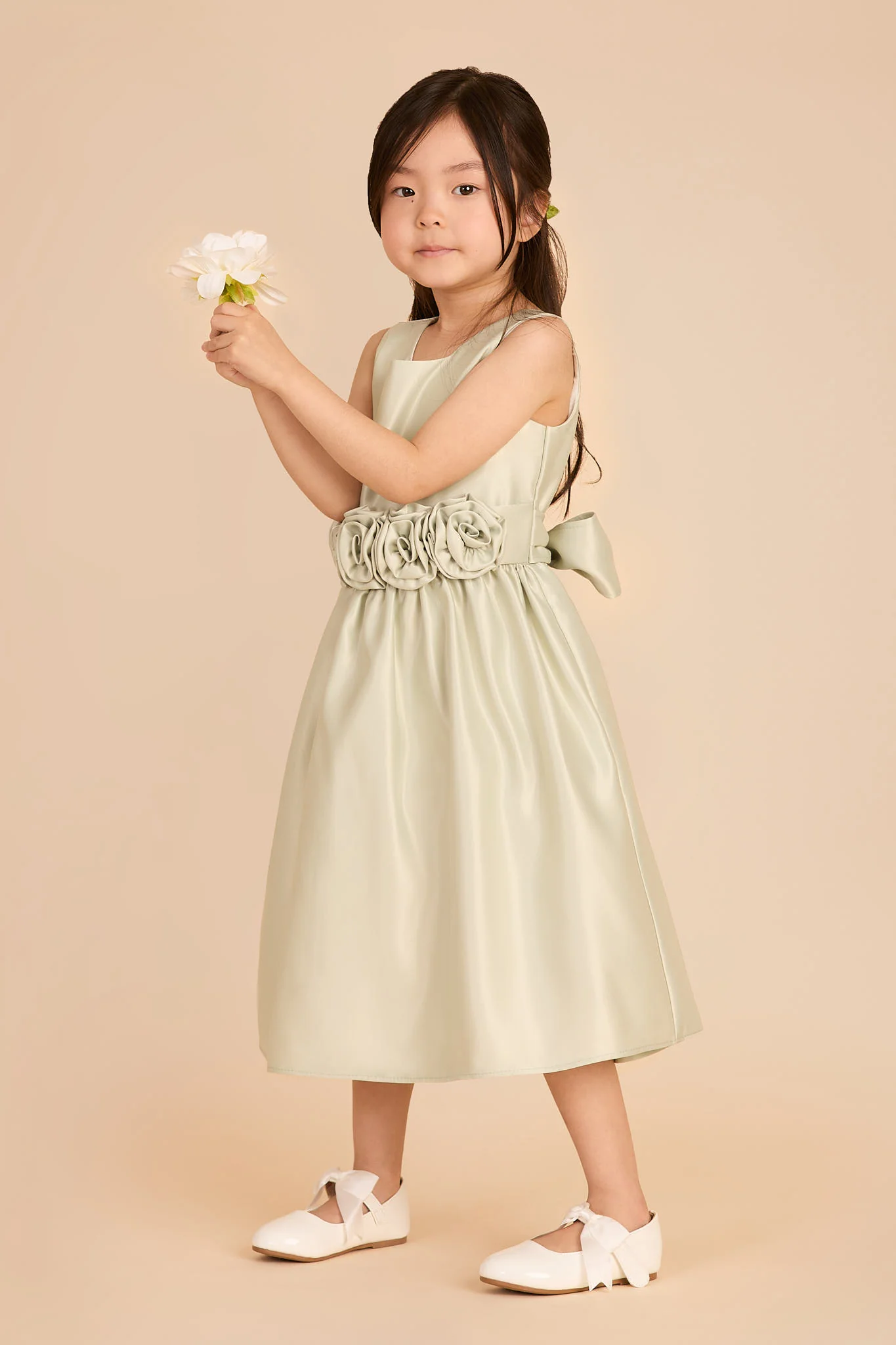 Rose Flower Girl Dress - Sage - Image 2