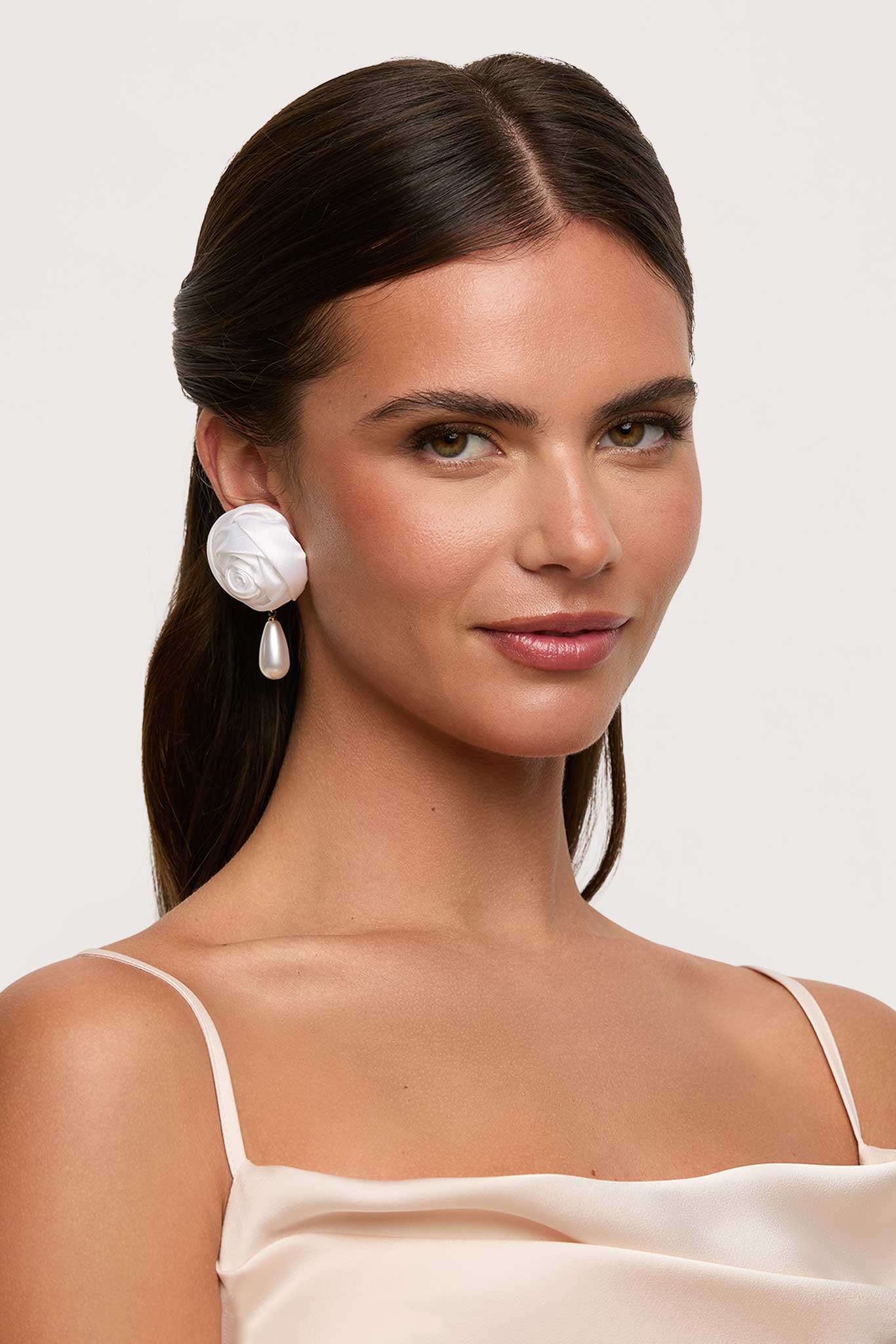 Rosette Earrings - White - Image 3