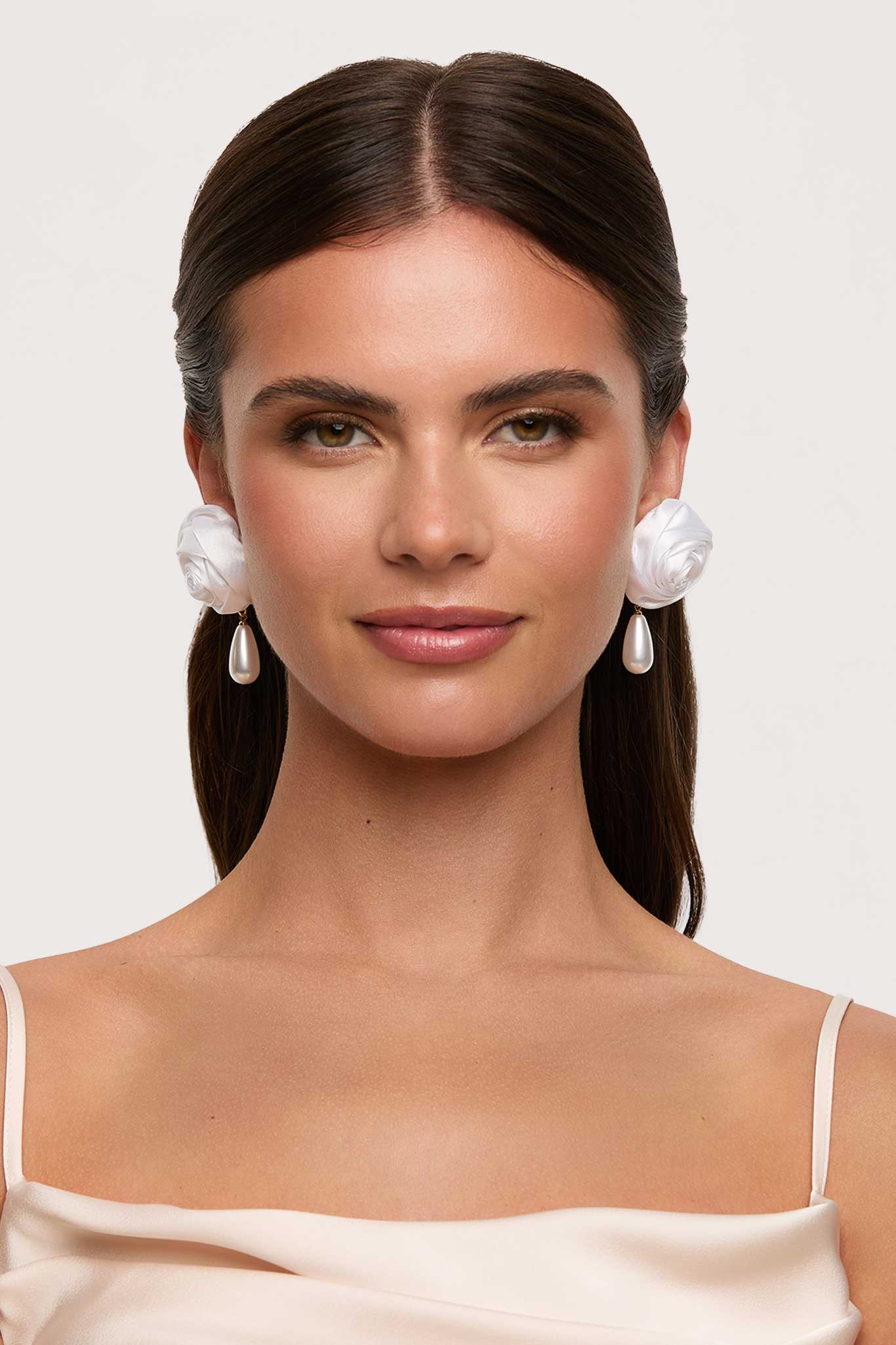 Rosette Earrings - White - Image 4