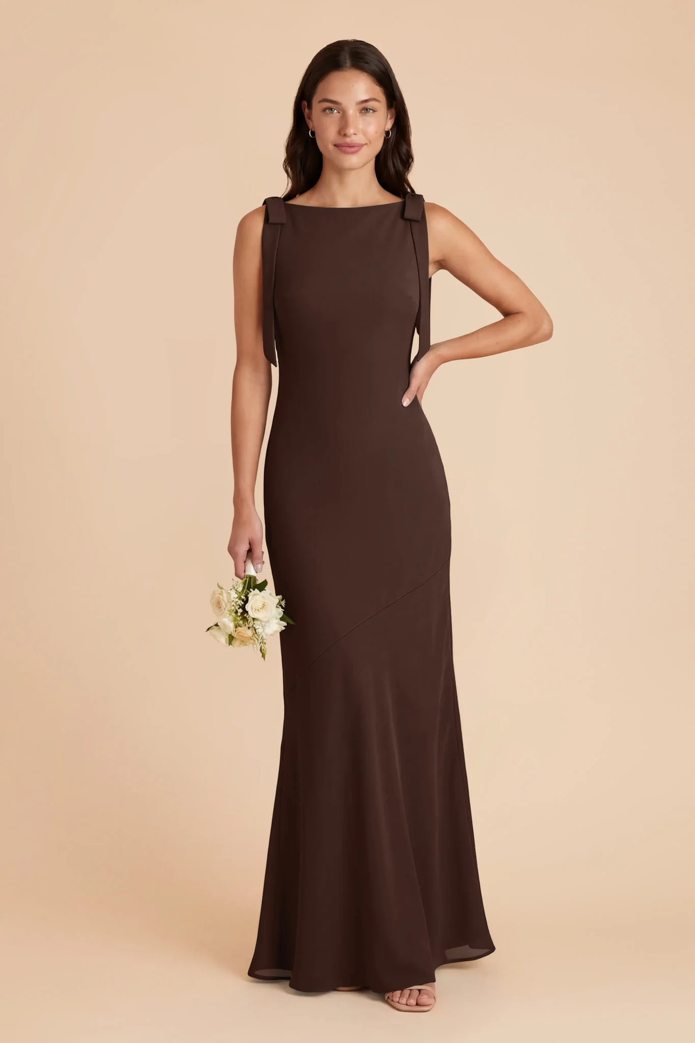 Rosie Chiffon Dress - Espresso - Image 2