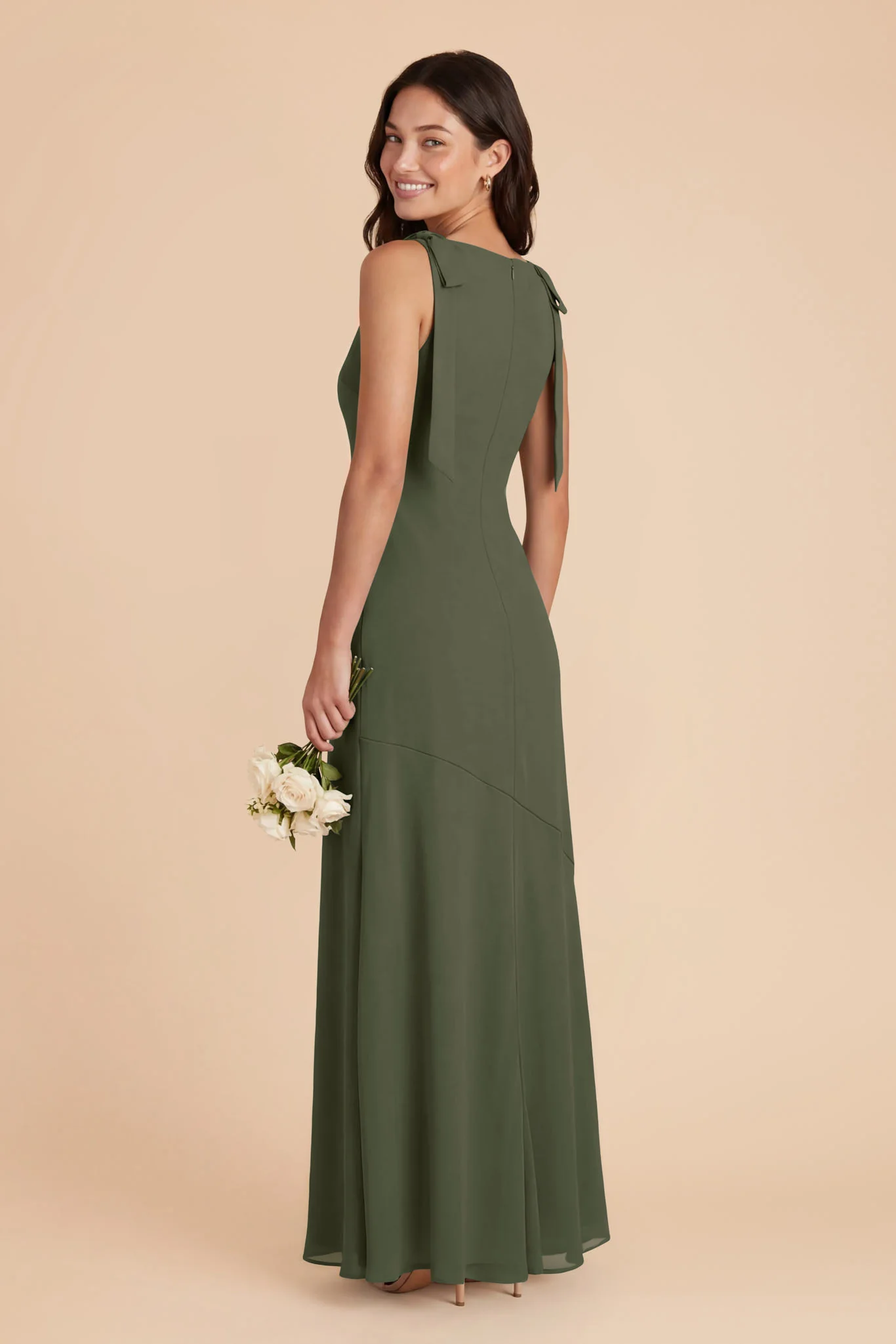 Rosie Chiffon Dress - Olive - Image 3