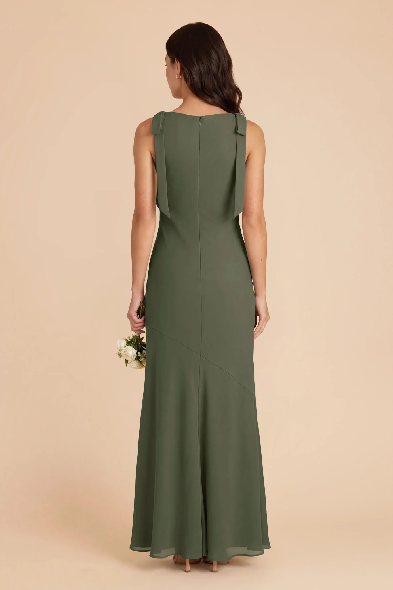 Rosie Chiffon Dress - Olive - Image 4