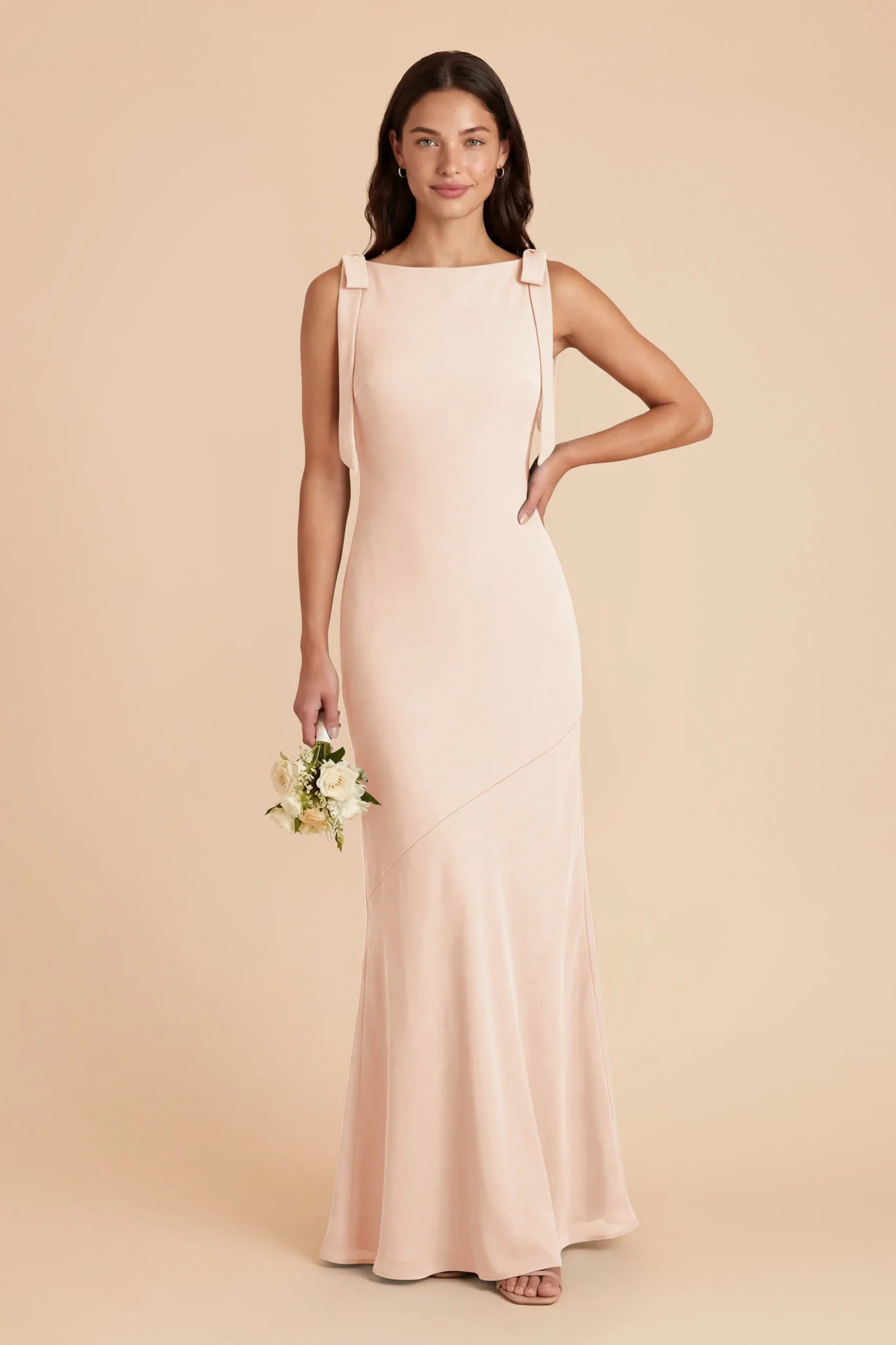 Rosie Chiffon Dress - Pale Blush - Image 2