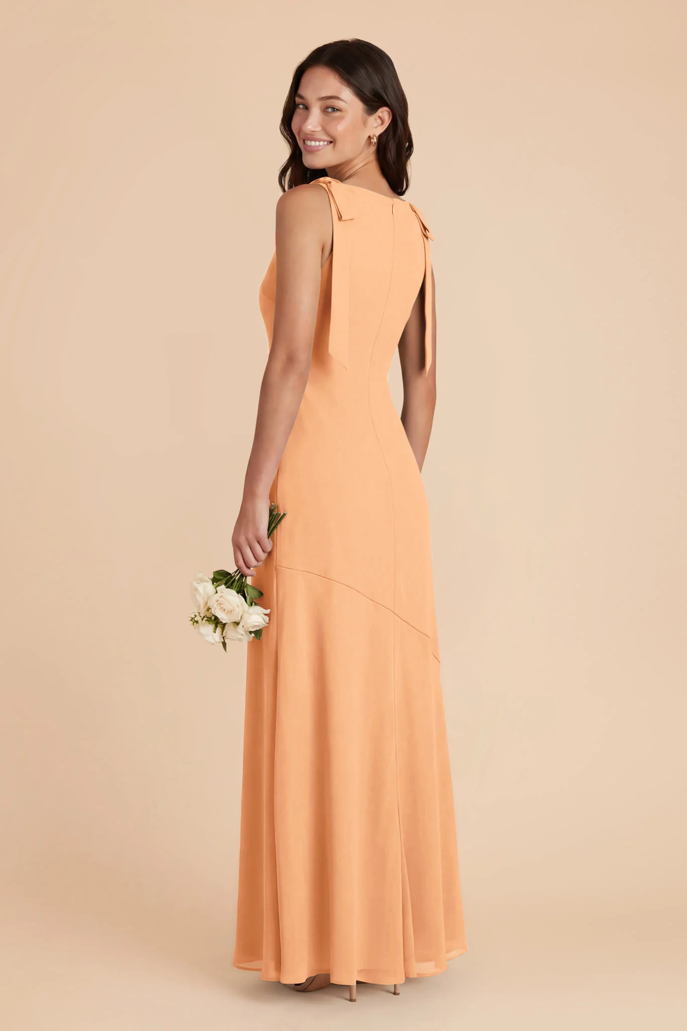 Rosie Chiffon Dress - Peach - Image 3