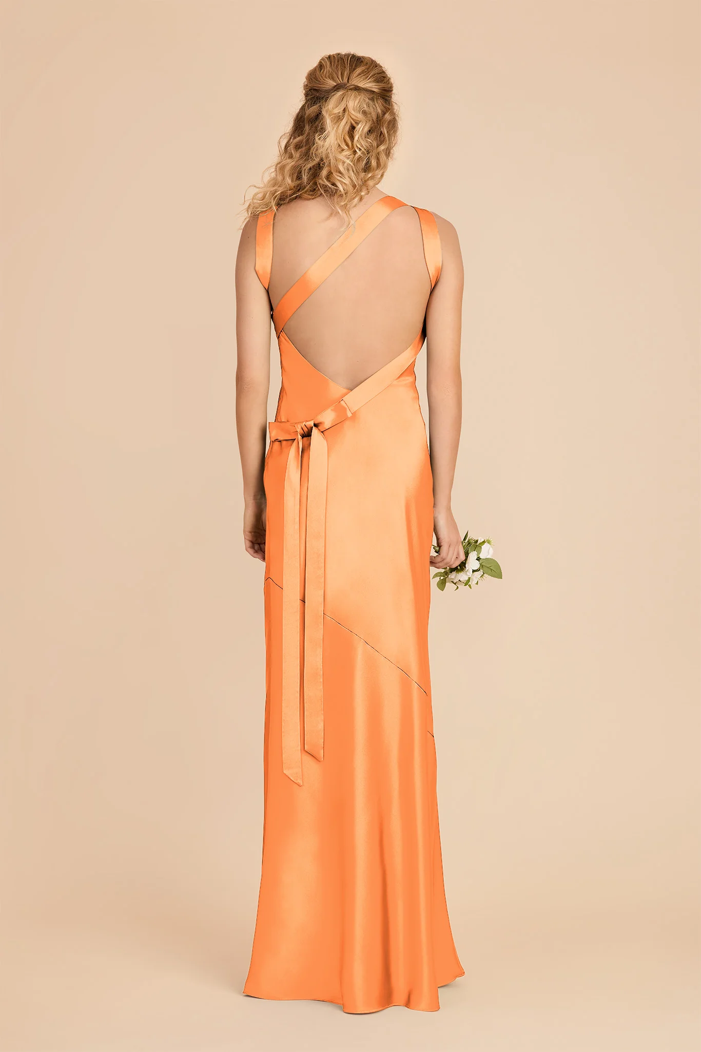 Rylie Matte Satin Dress - Apricot - Image 4