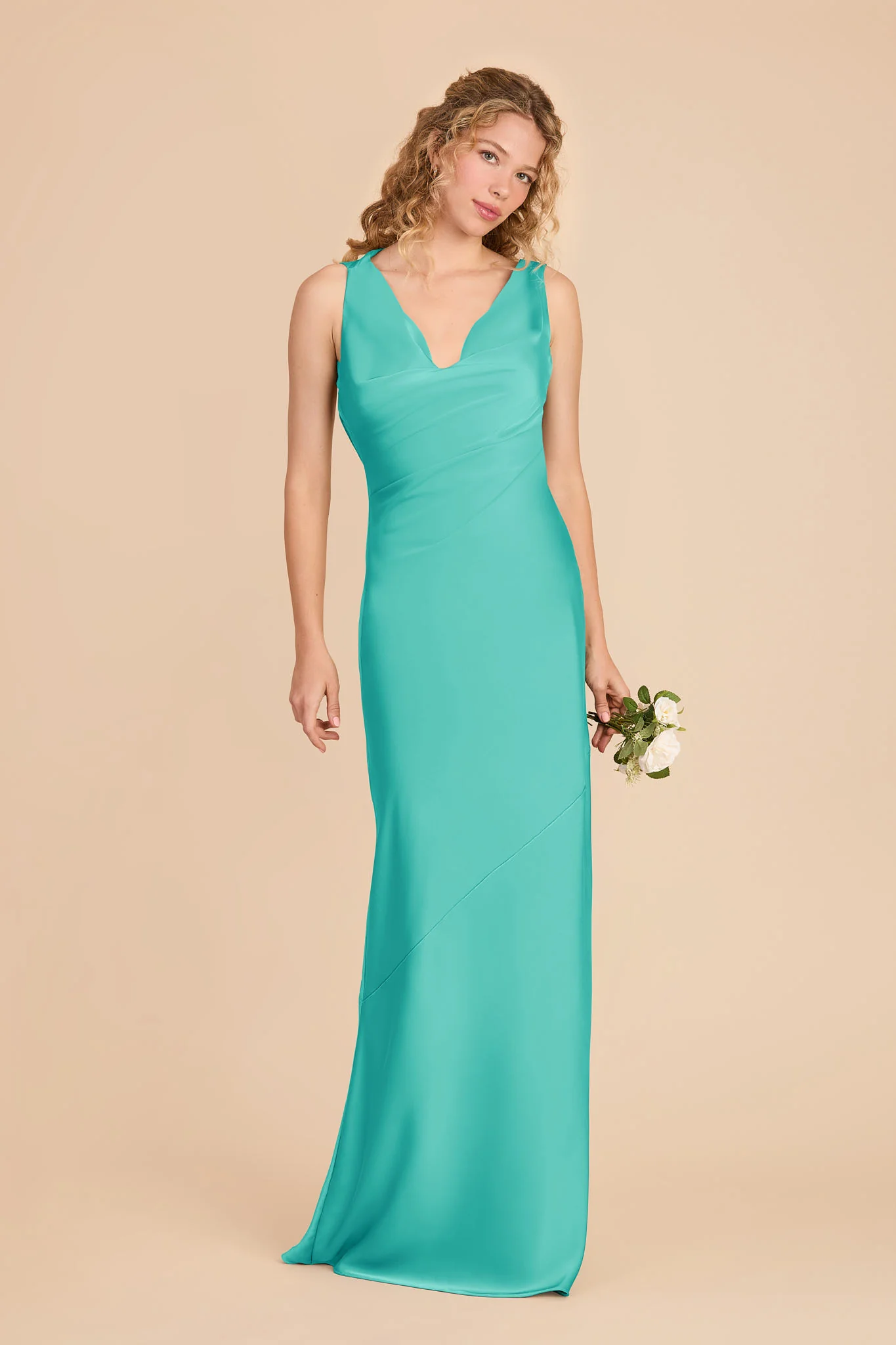 Rylie Matte Satin Dress - Aquamarine - Image 2