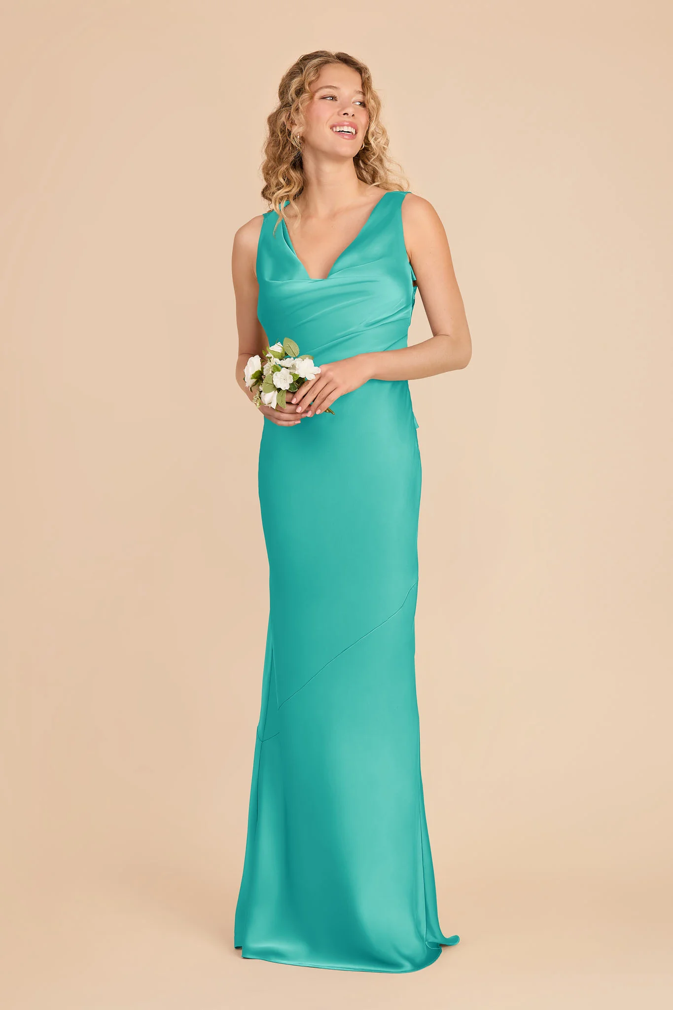 Rylie Matte Satin Dress - Aquamarine - Image 3